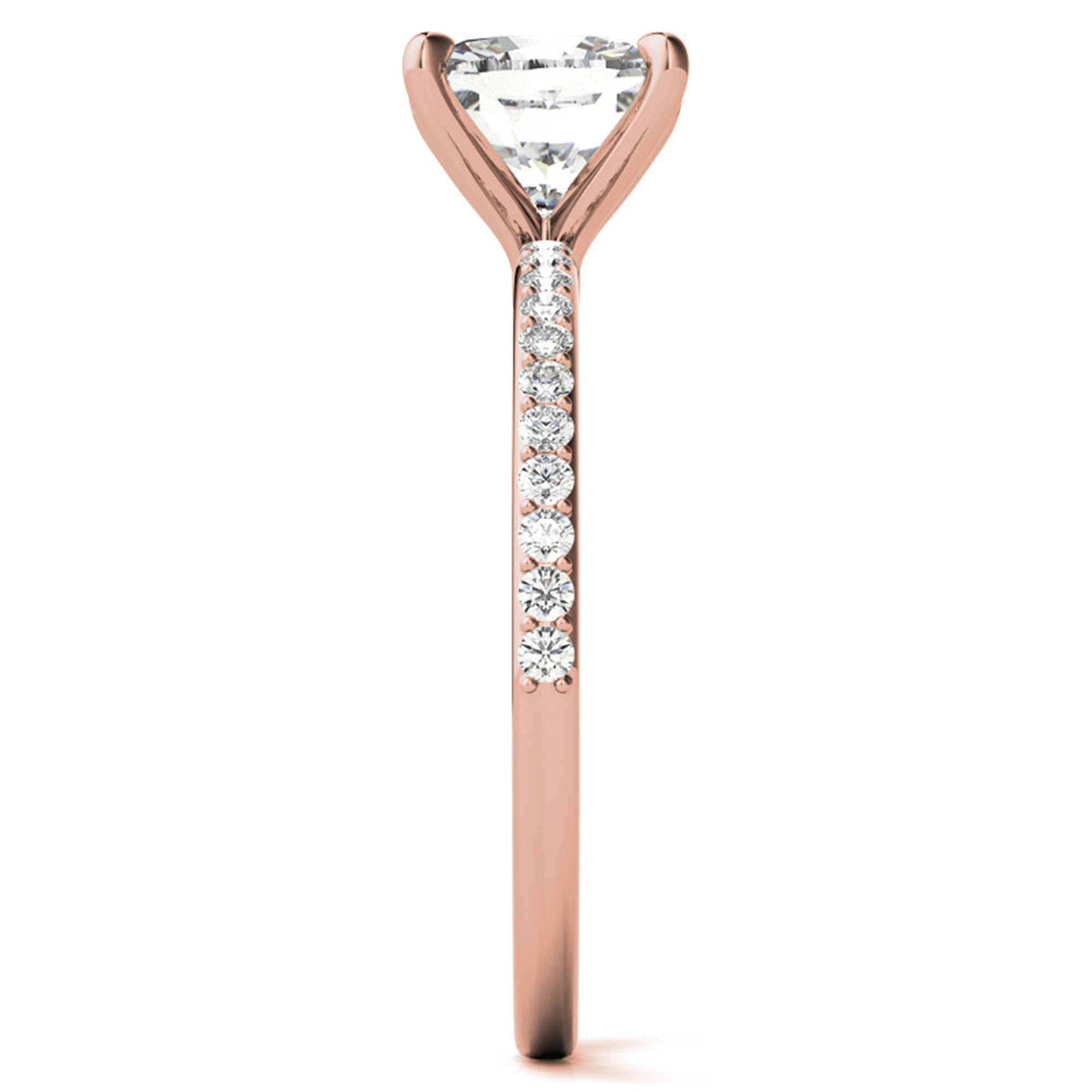 Sterling Silver Luxury Adjustable Cushion-Cut Solitaire Rose Gold Eternity Ring For Women