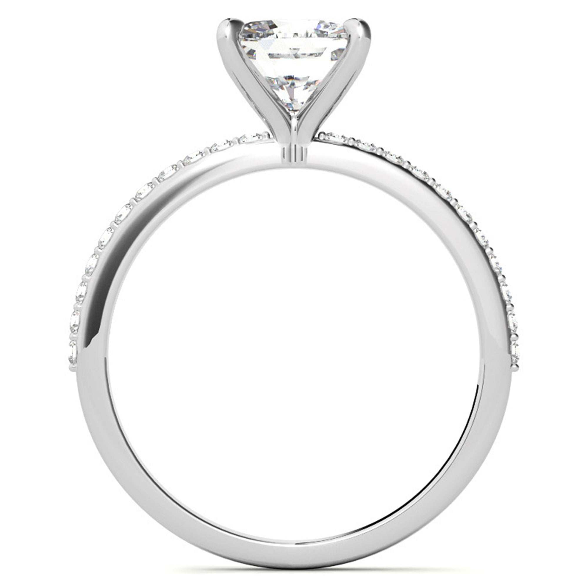 Sterling Silver Luxury Adjustable Cushion-Cut Solitaire White Gold Eternity Ring For Women