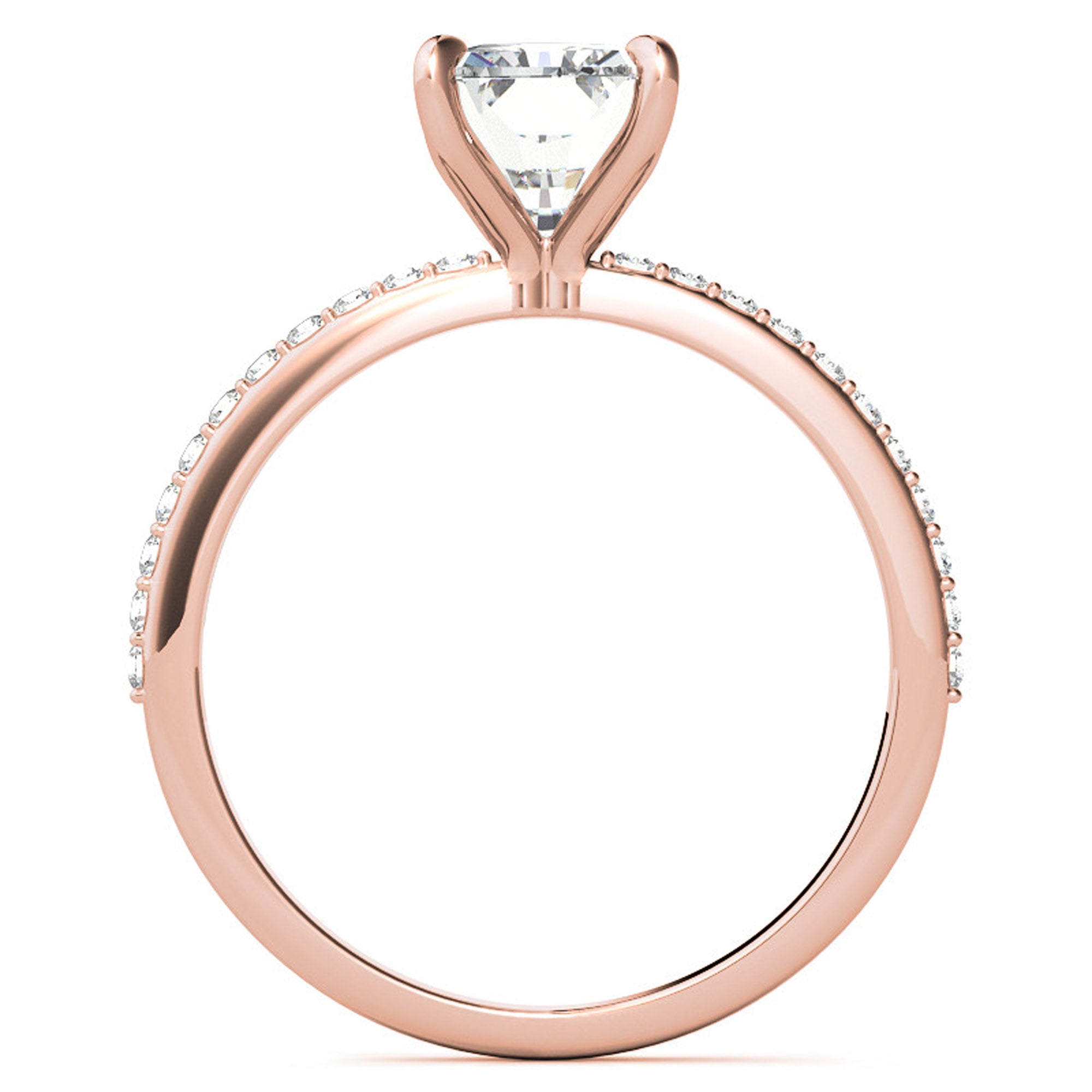 Adjustable Radiant Cut Solitaire Sterling Silver Rose Gold-Plated Engagement Ring with Pave Band – Perfect for Special Occasions