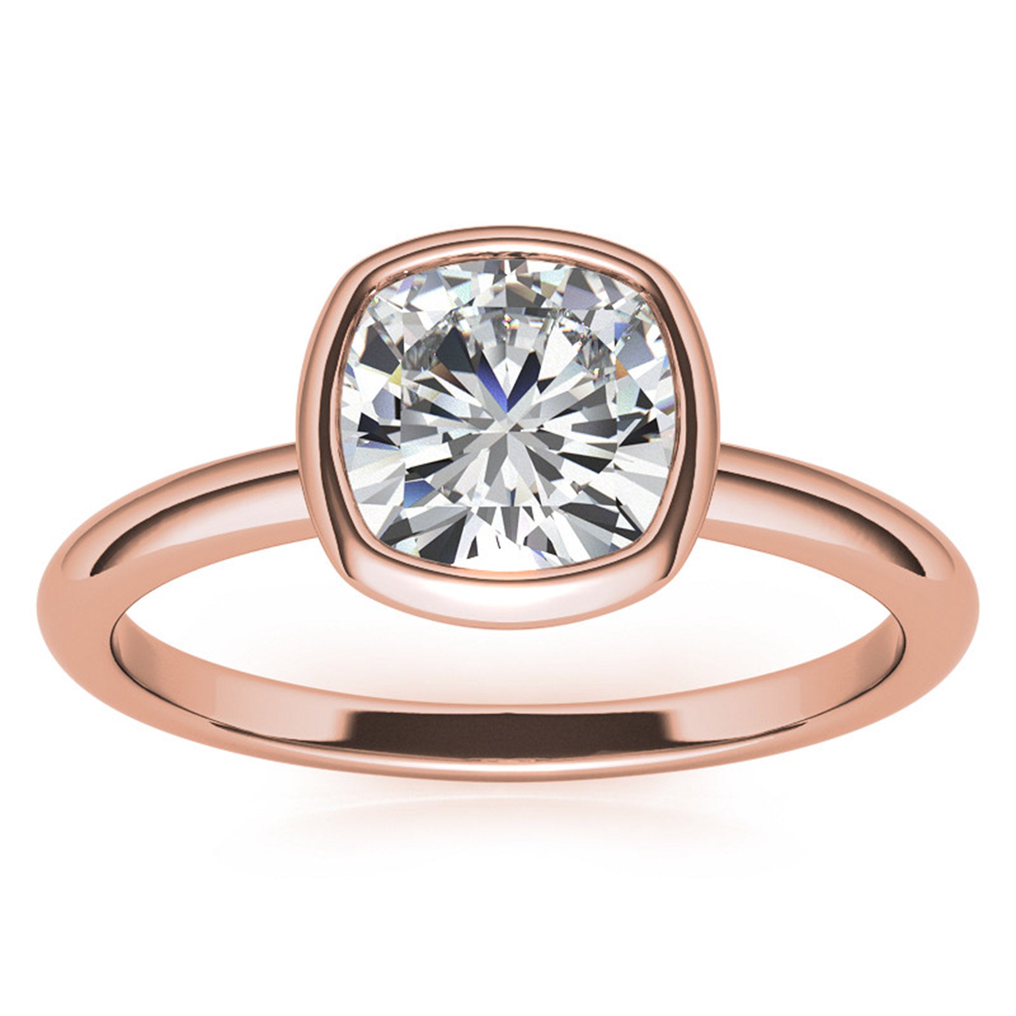 Sterling Silver Cushion-Cut Diamond Adjustable  Engagement Rose Gold Ring For Woman