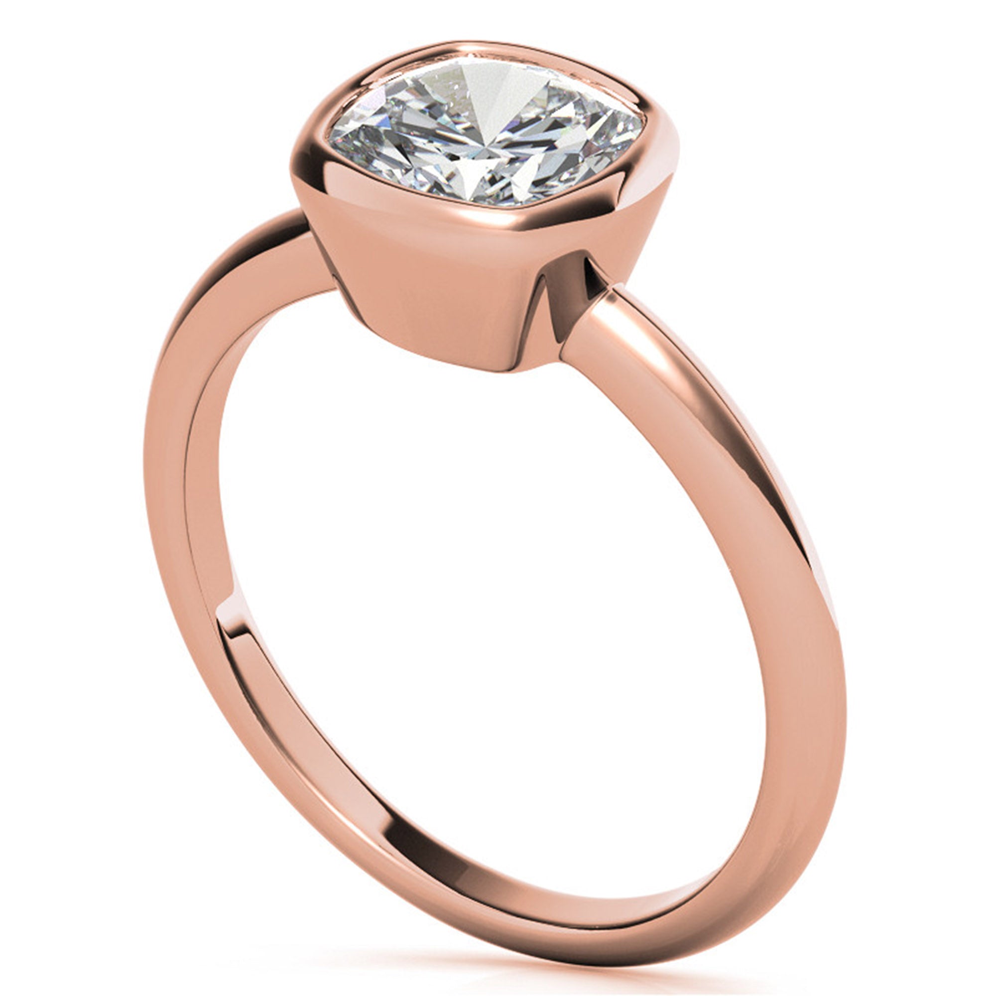 Sterling Silver Cushion-Cut Diamond Adjustable  Engagement Rose Gold Ring For Woman