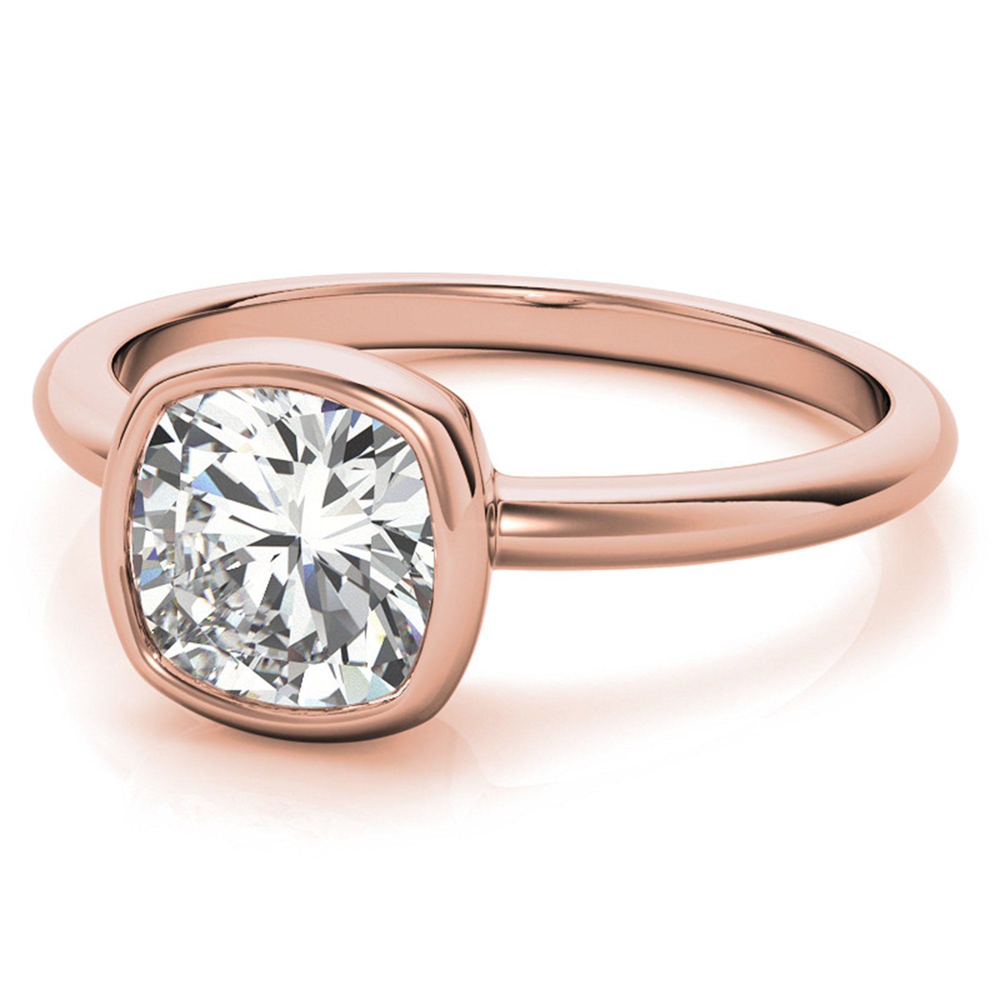 Sterling Silver Cushion-Cut Diamond Adjustable  Engagement Rose Gold Ring For Woman