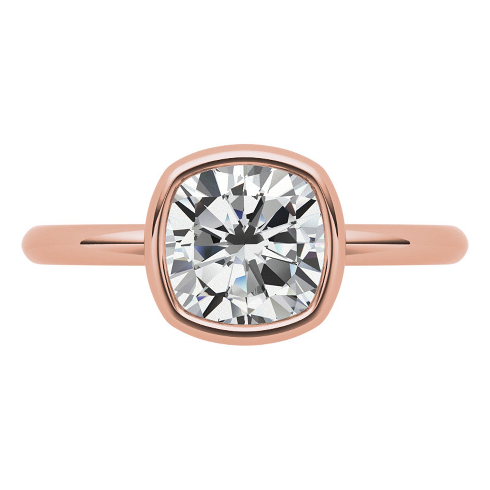 Sterling Silver Cushion-Cut Diamond Adjustable  Engagement Rose Gold Ring For Woman