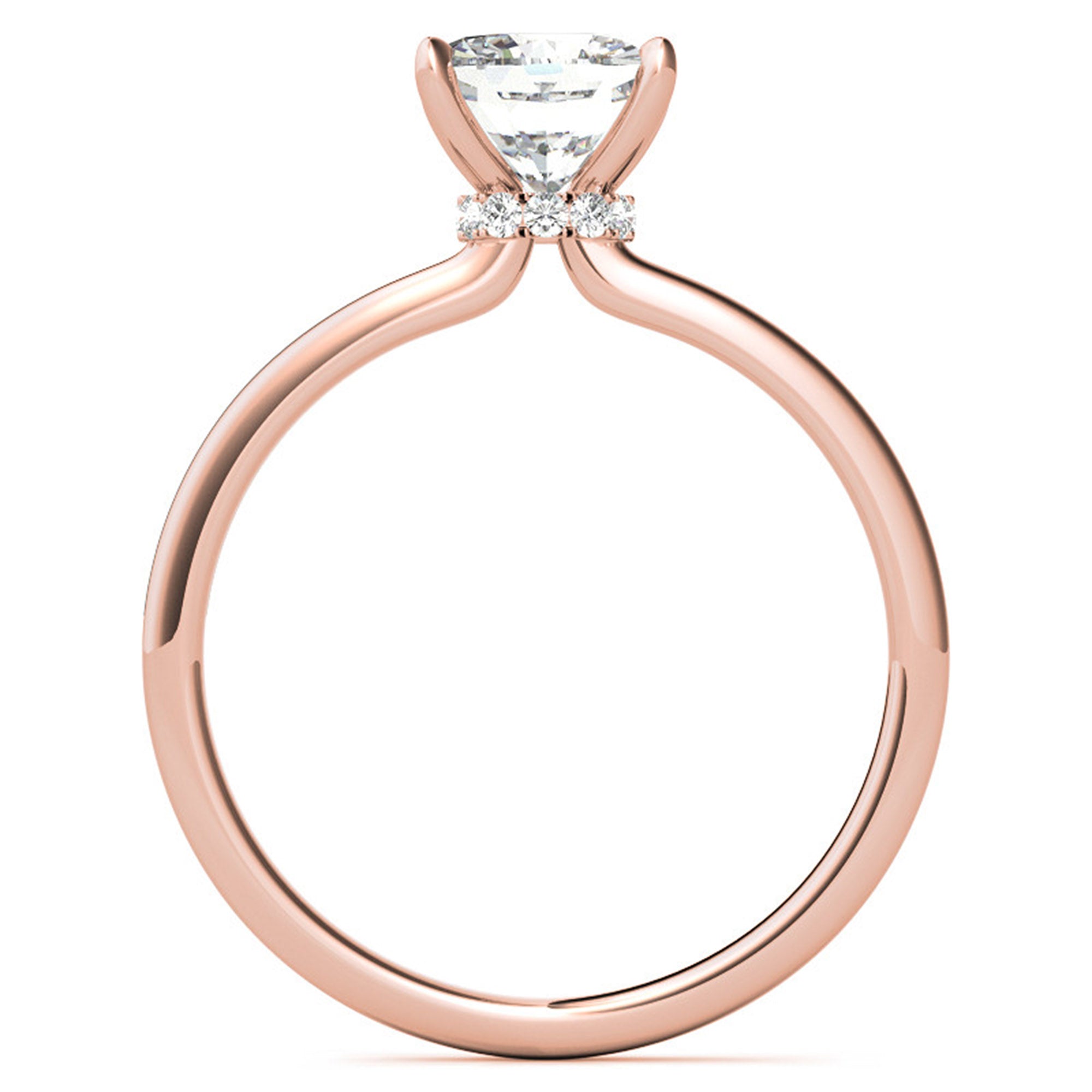 Cushion-Cut Rose Gold Adjustable Sterling Silver Elegant Solitaire Ring For Women