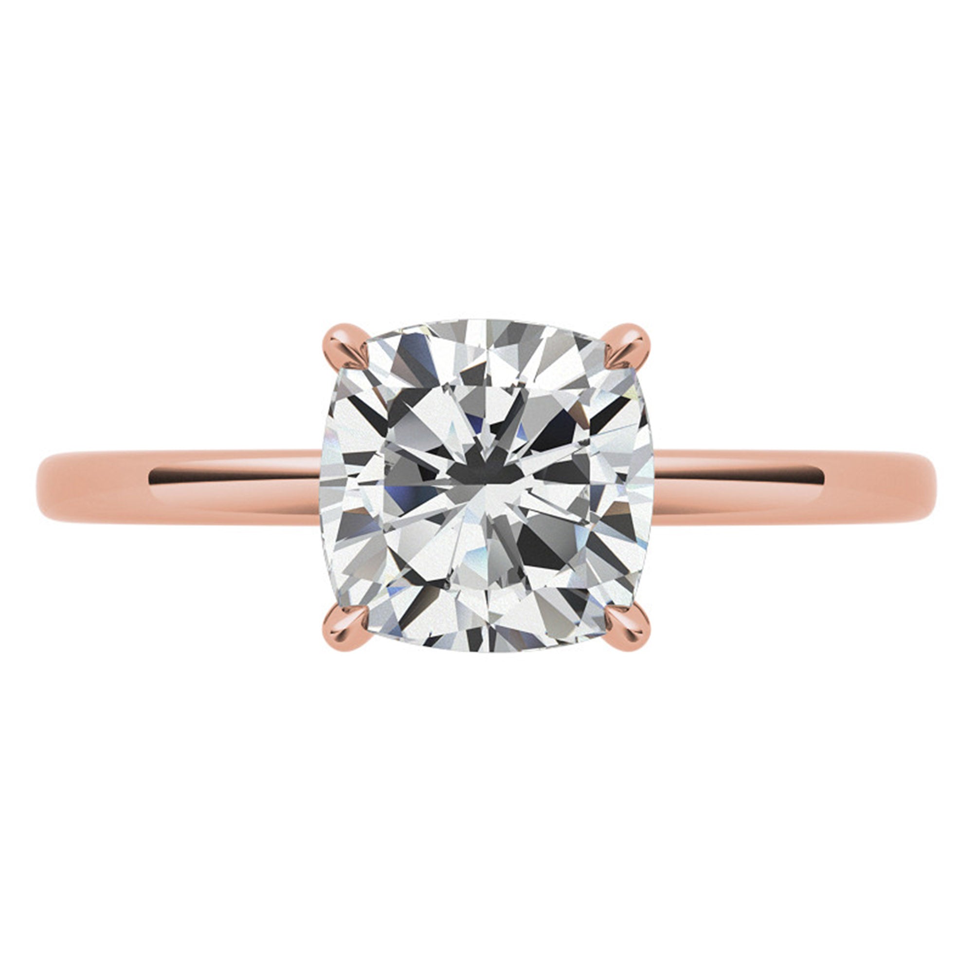 Cushion-Cut Rose Gold Adjustable Sterling Silver Elegant Solitaire Ring For Women