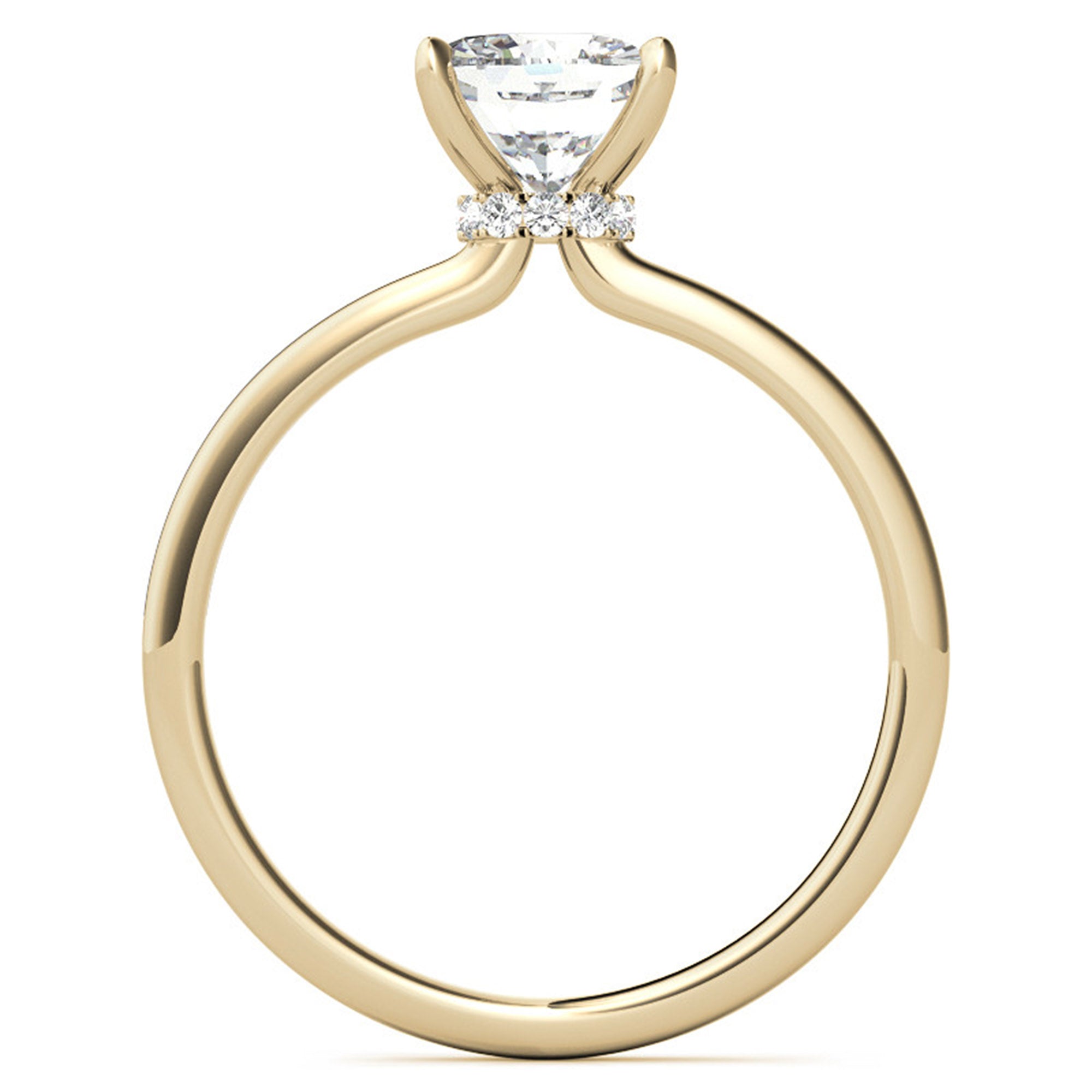 Cushion-Cut Yellow Gold Adjustable Sterling Silver Elegant Solitaire Ring For Women