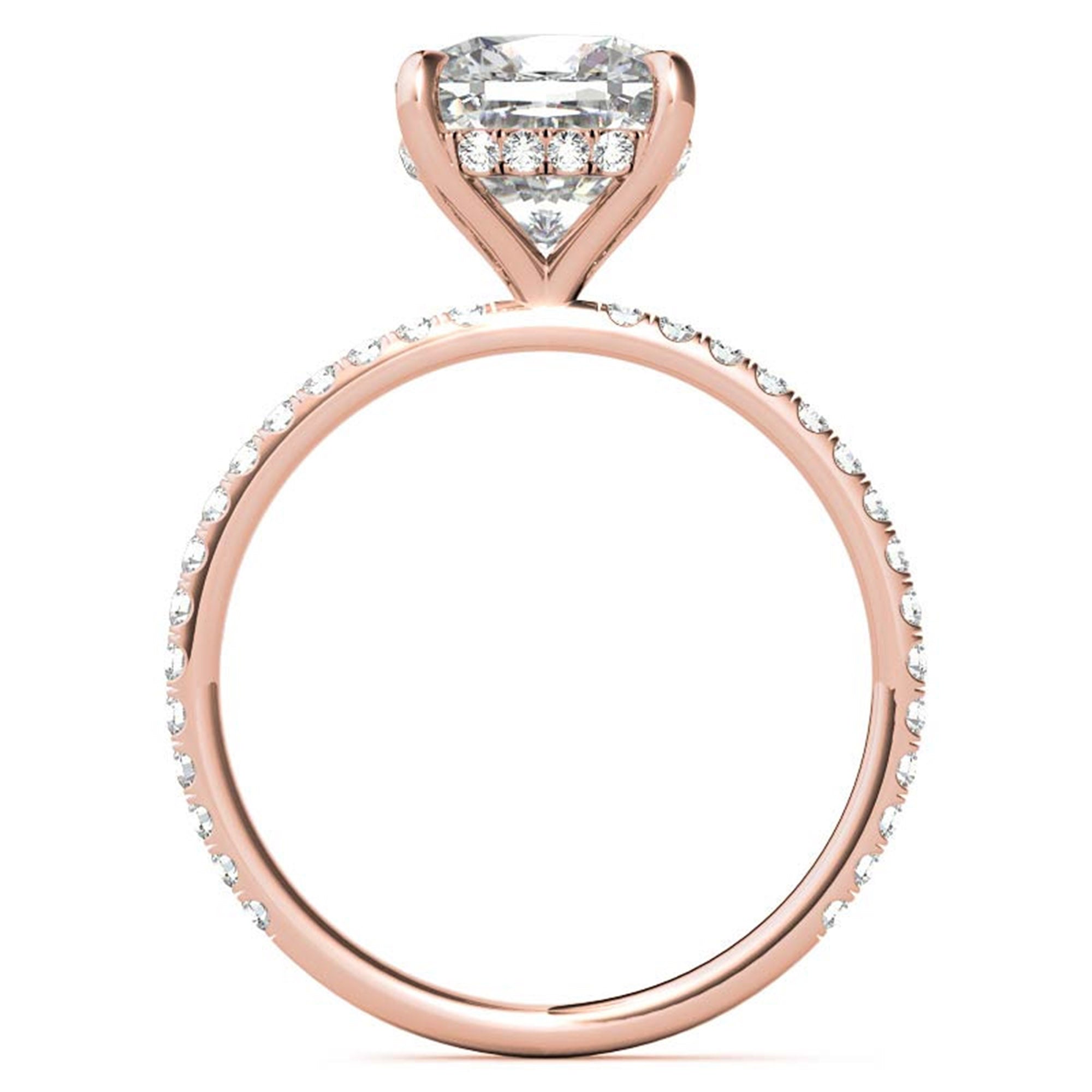 Sterling Silver Graceful Adjustable Cushion-Cut Solitaire Rose Gold Engagement Ring For Women