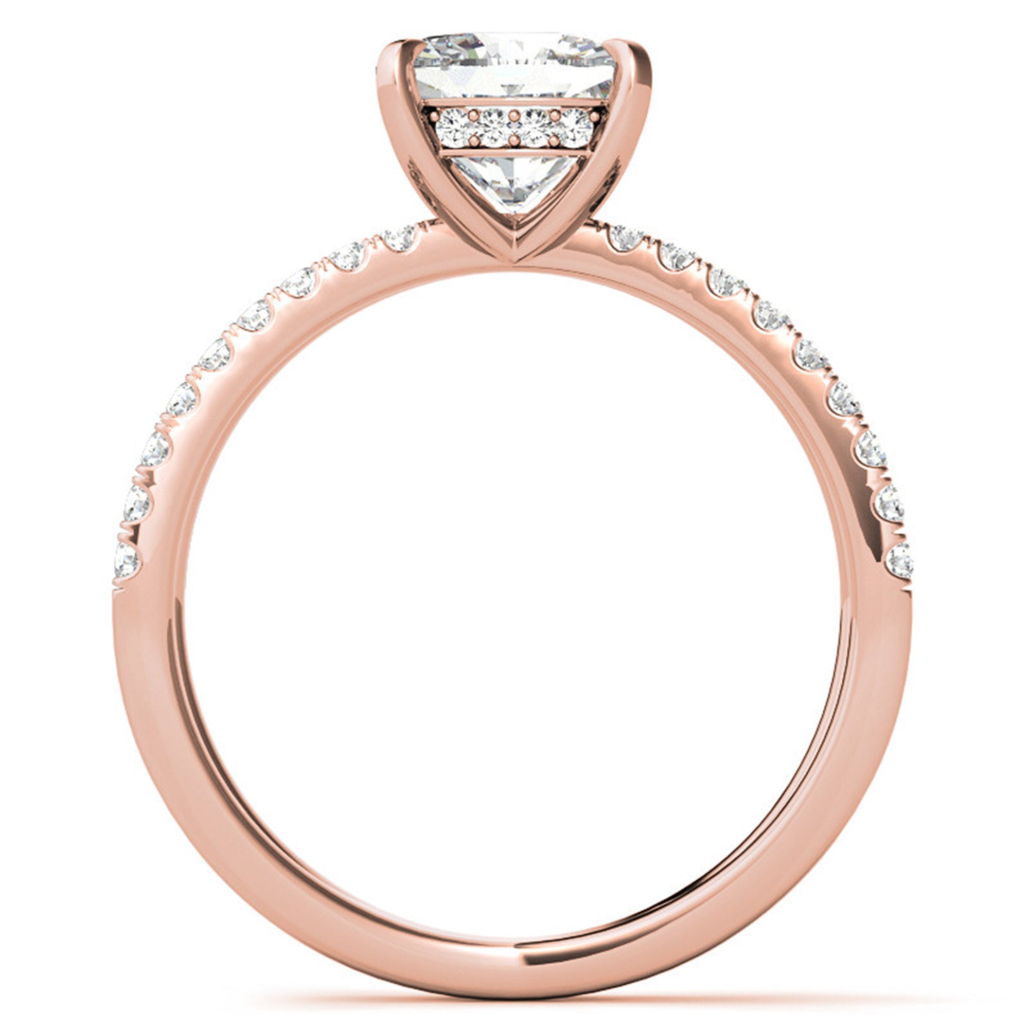 Adjustable Luxurious Sterling Silver Rose Gold Cushion-Cut Split Shank Engagement Ring For Women