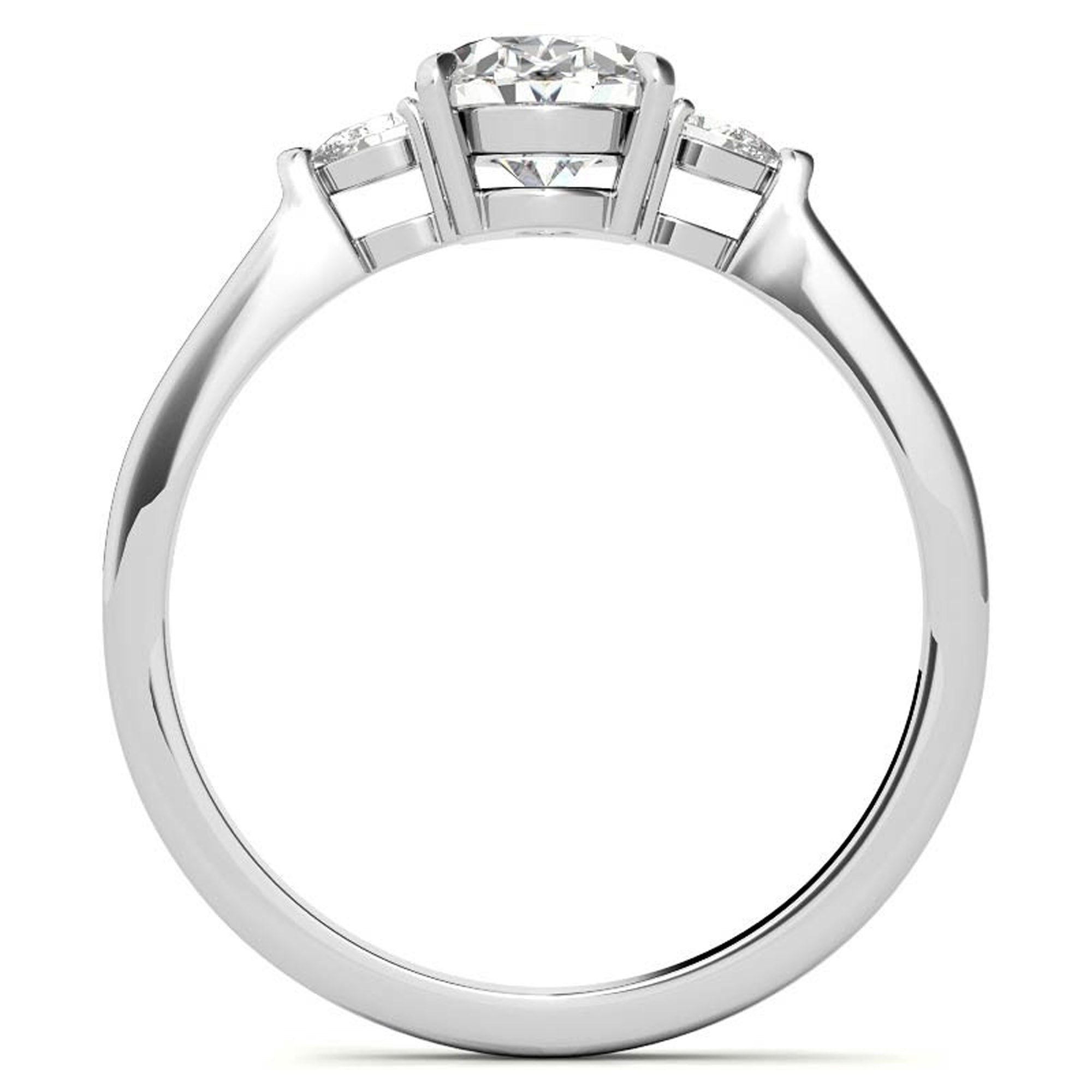 Timeless Classic Sterling Silver Adjustable Three-Stone Oval Cut Zircon White Gold Engagement Ring For Women