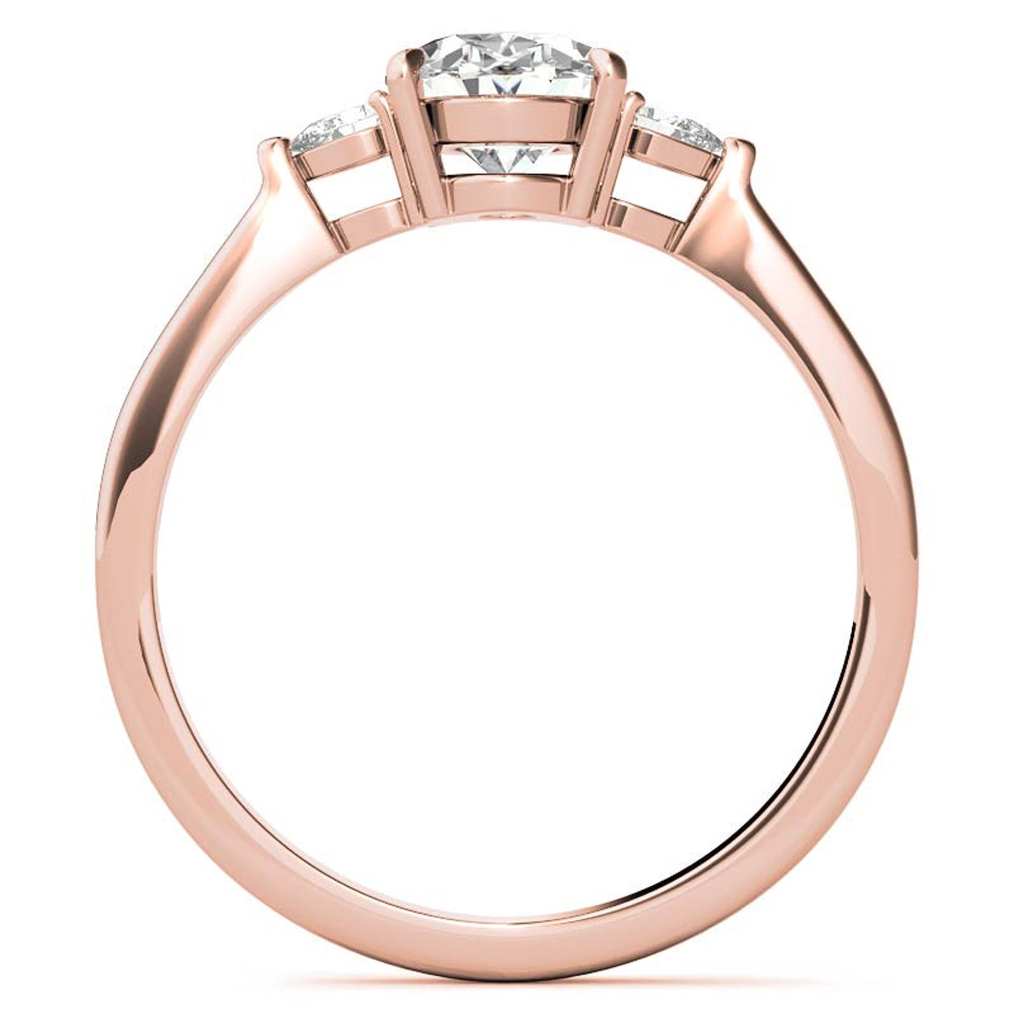 Timeless Classic Sterling Silver Adjustable Three-Stone Oval Cut Zircon Rose Gold Engagement Ring For Women