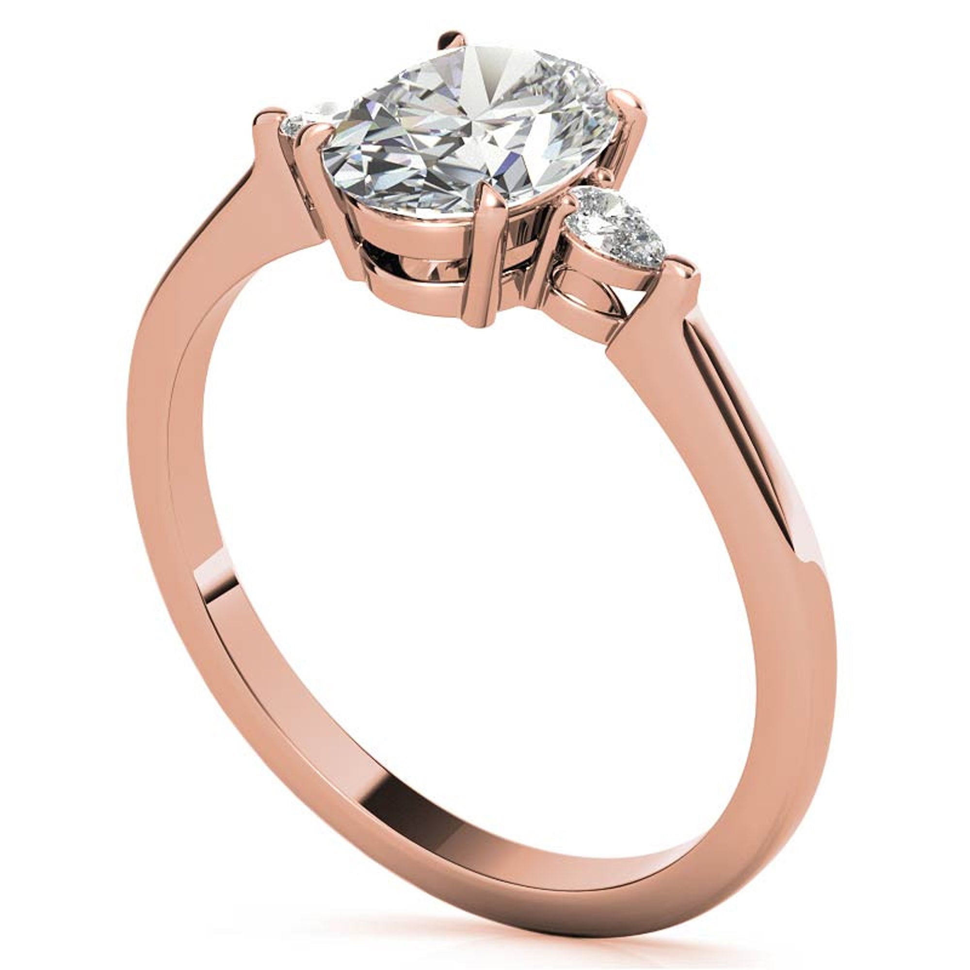 Timeless Classic Sterling Silver Adjustable Three-Stone Oval Cut Zircon Rose Gold Engagement Ring For Women