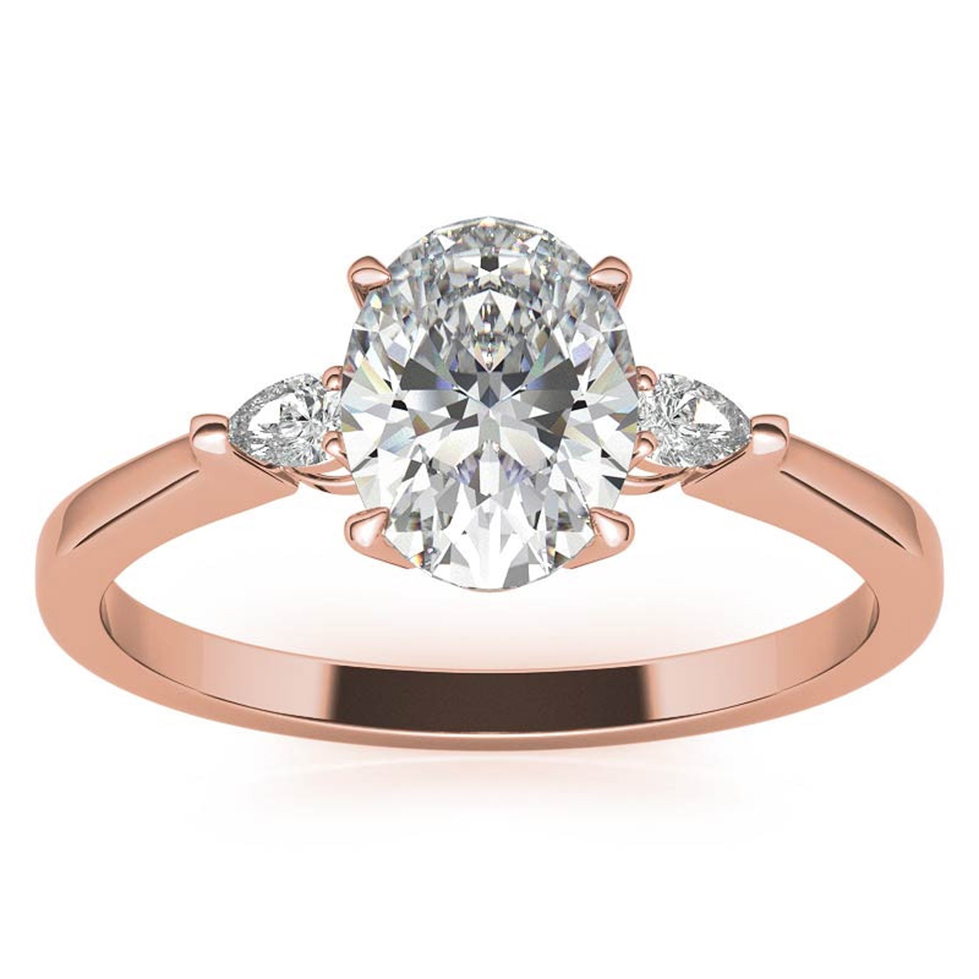 Timeless Classic Sterling Silver Adjustable Three-Stone Oval Cut Zircon Rose Gold Engagement Ring For Women