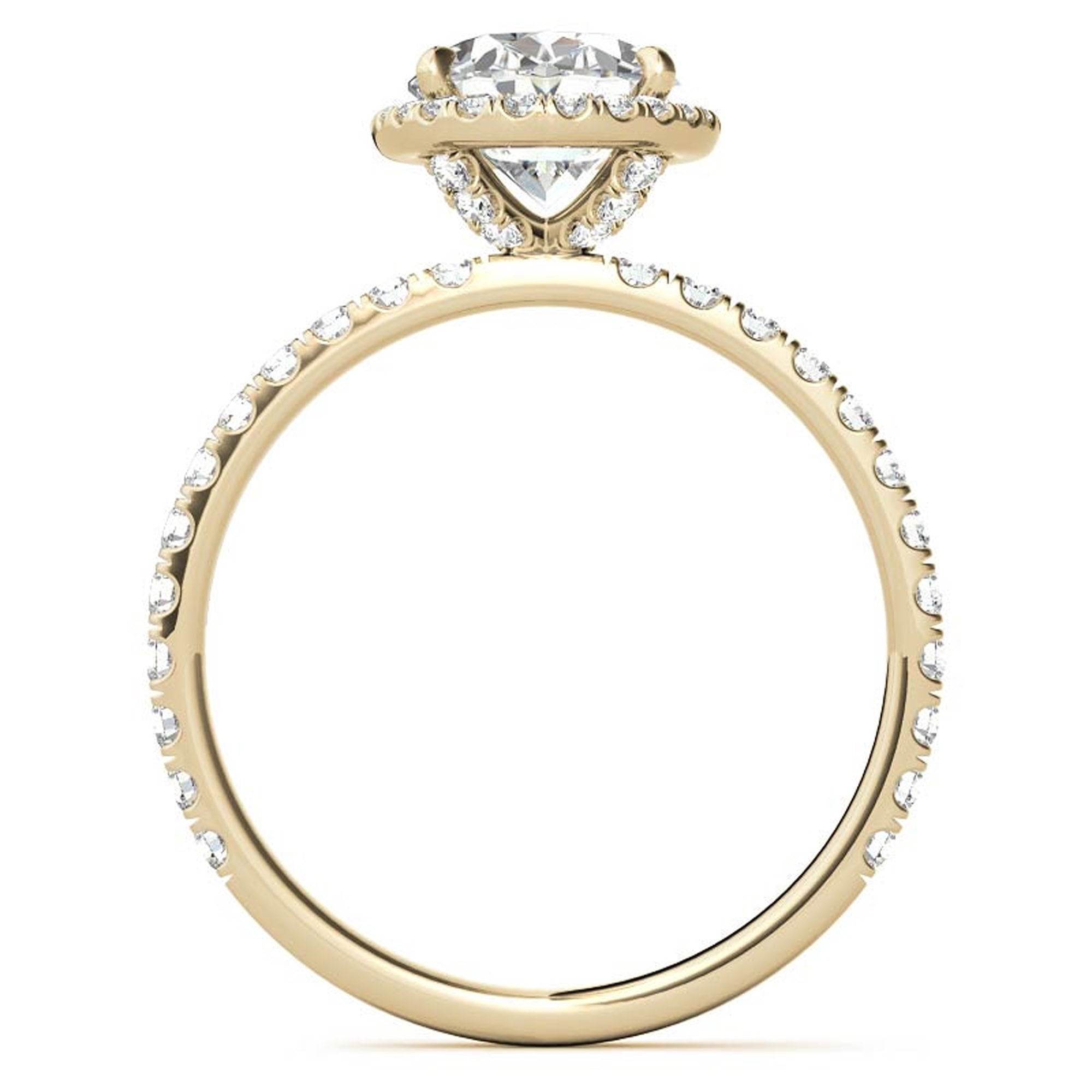 Sterling Silver Halo Pave Adjustable Classic Yellow Gold Engagement Ring For Women