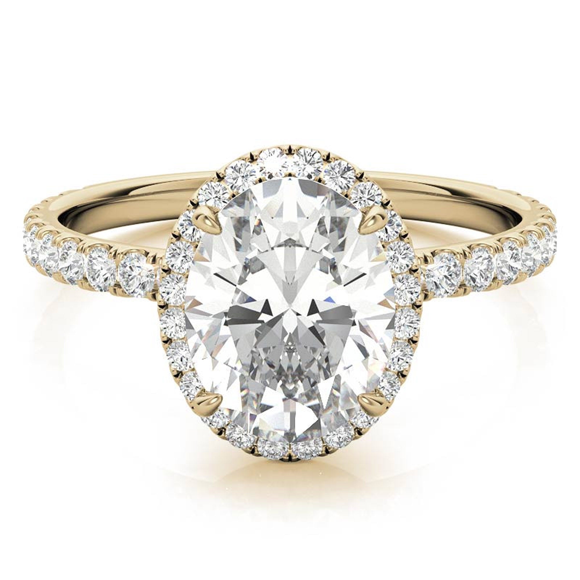 Sterling Silver Halo Pave Adjustable Classic Yellow Gold Engagement Ring For Women