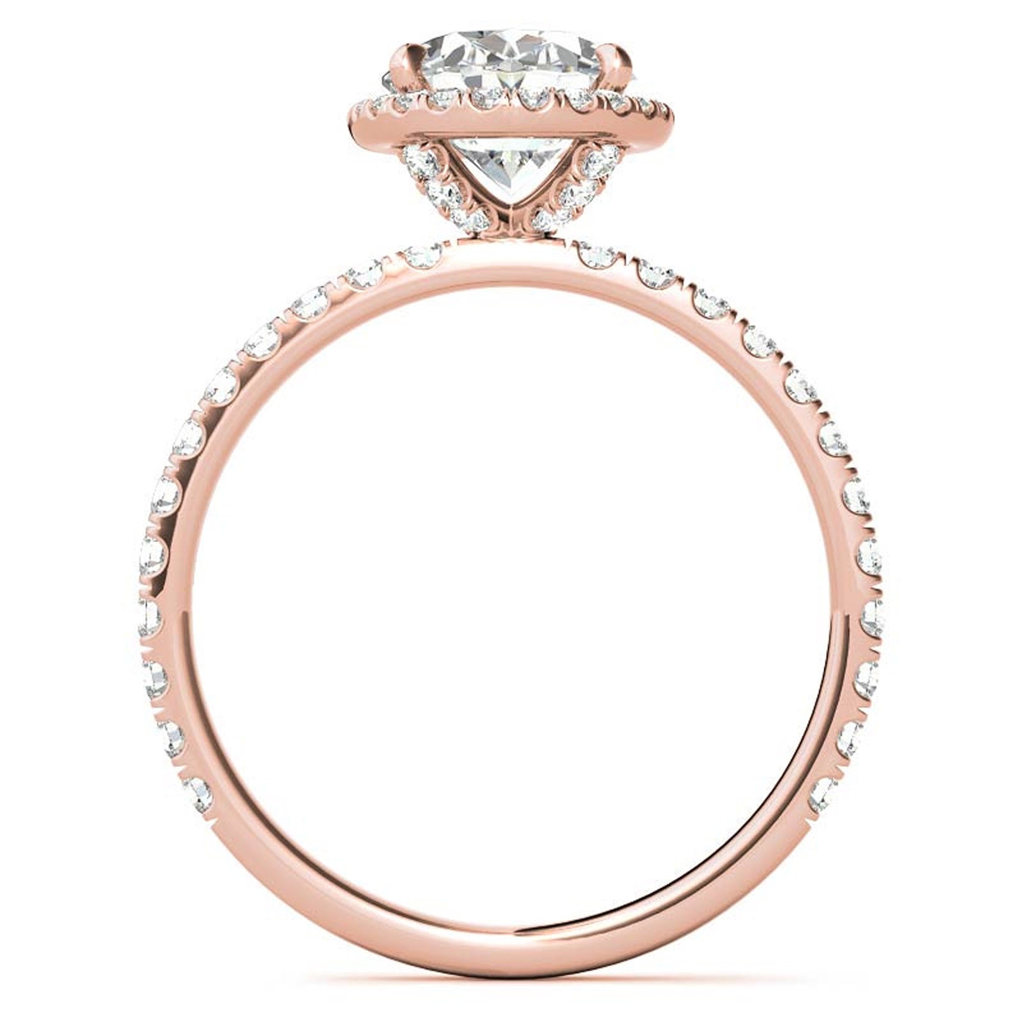 Sterling Silver Halo Pave Adjustable Classic Rose Gold Engagement Ring For Women