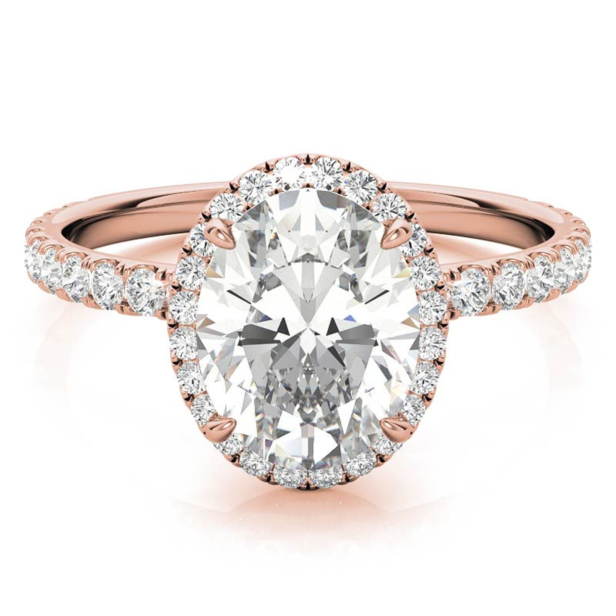 Sterling Silver Halo Pave Adjustable Classic Rose Gold Engagement Ring For Women