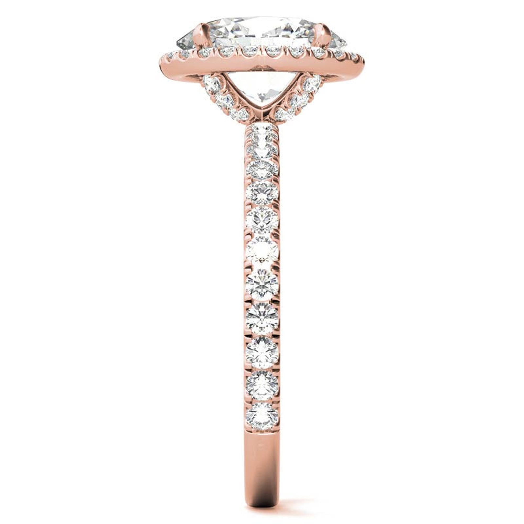 Sterling Silver Halo Pave Adjustable Classic Rose Gold Engagement Ring For Women