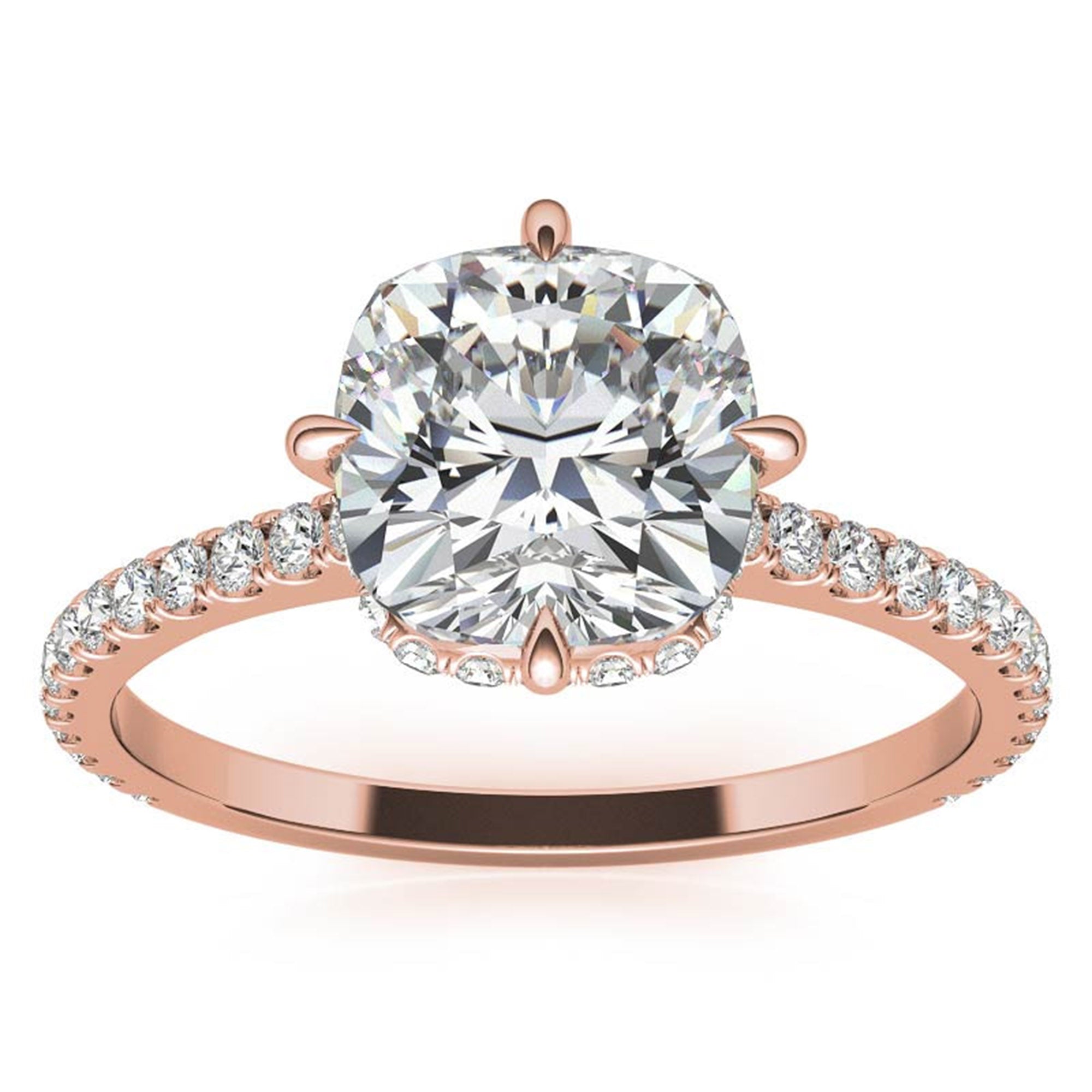 Cushion-Cut Rose Gold Adjustable Sterling Silver Graceful Engagement Ring For Women