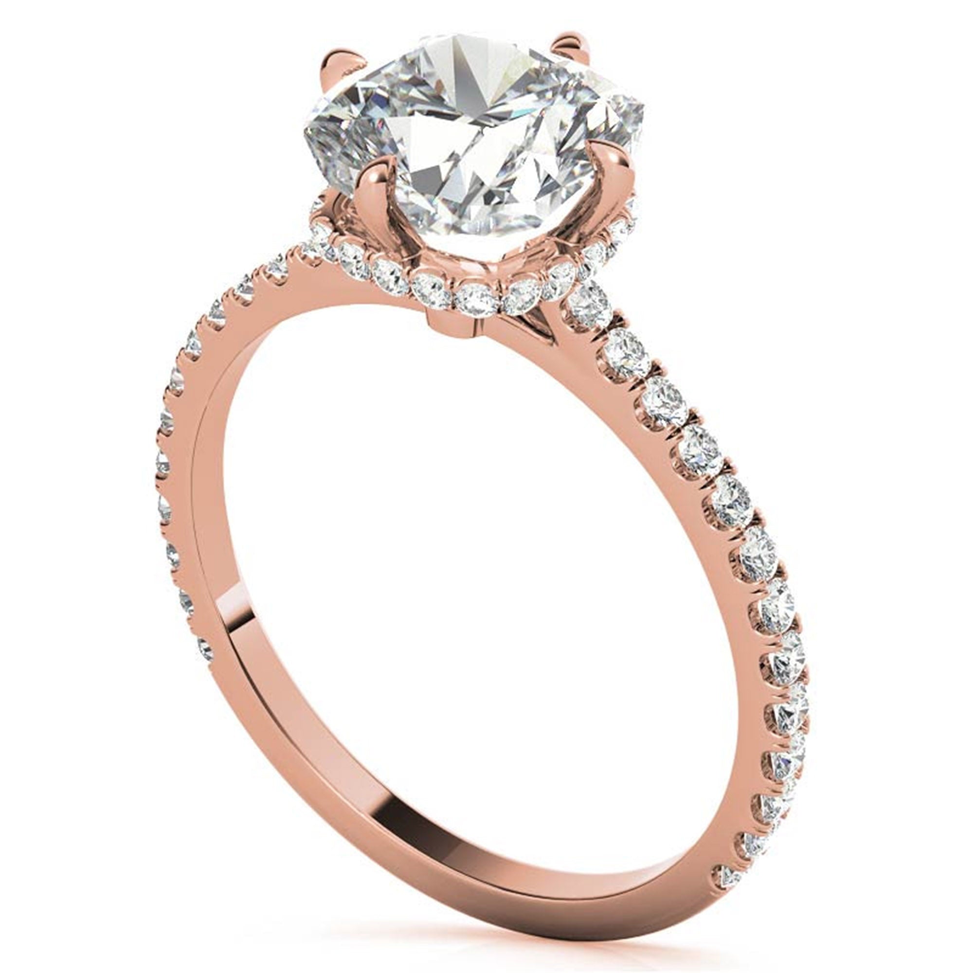 Cushion-Cut Rose Gold Adjustable Sterling Silver Graceful Engagement Ring For Women