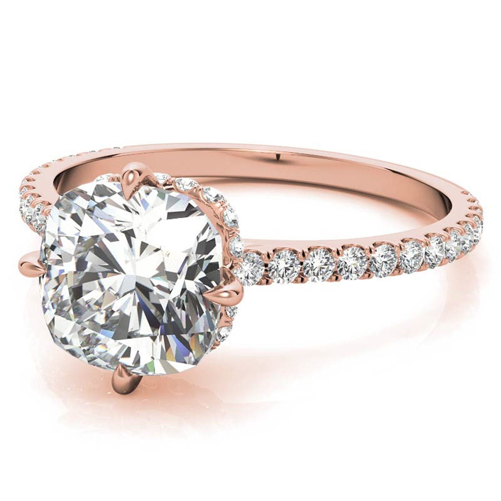 Cushion-Cut Rose Gold Adjustable Sterling Silver Graceful Engagement Ring For Women