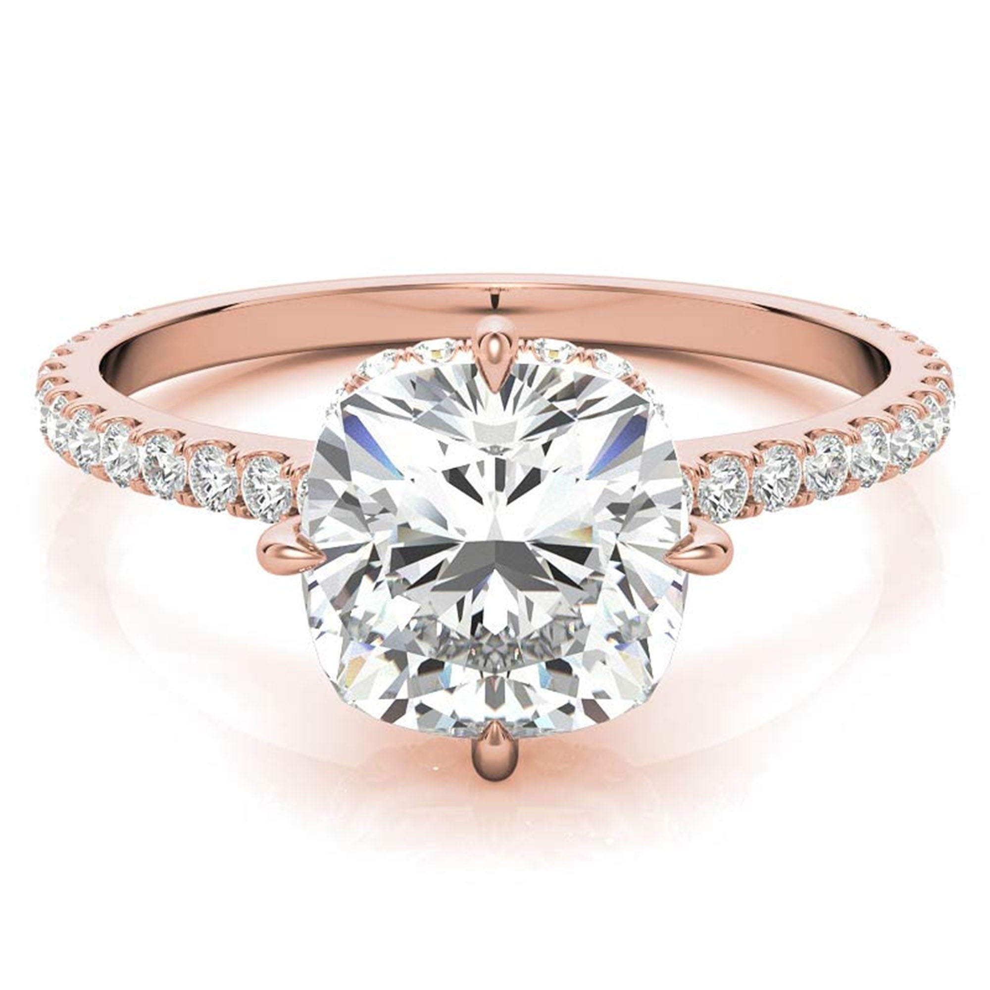 Cushion-Cut Rose Gold Adjustable Sterling Silver Graceful Engagement Ring For Women