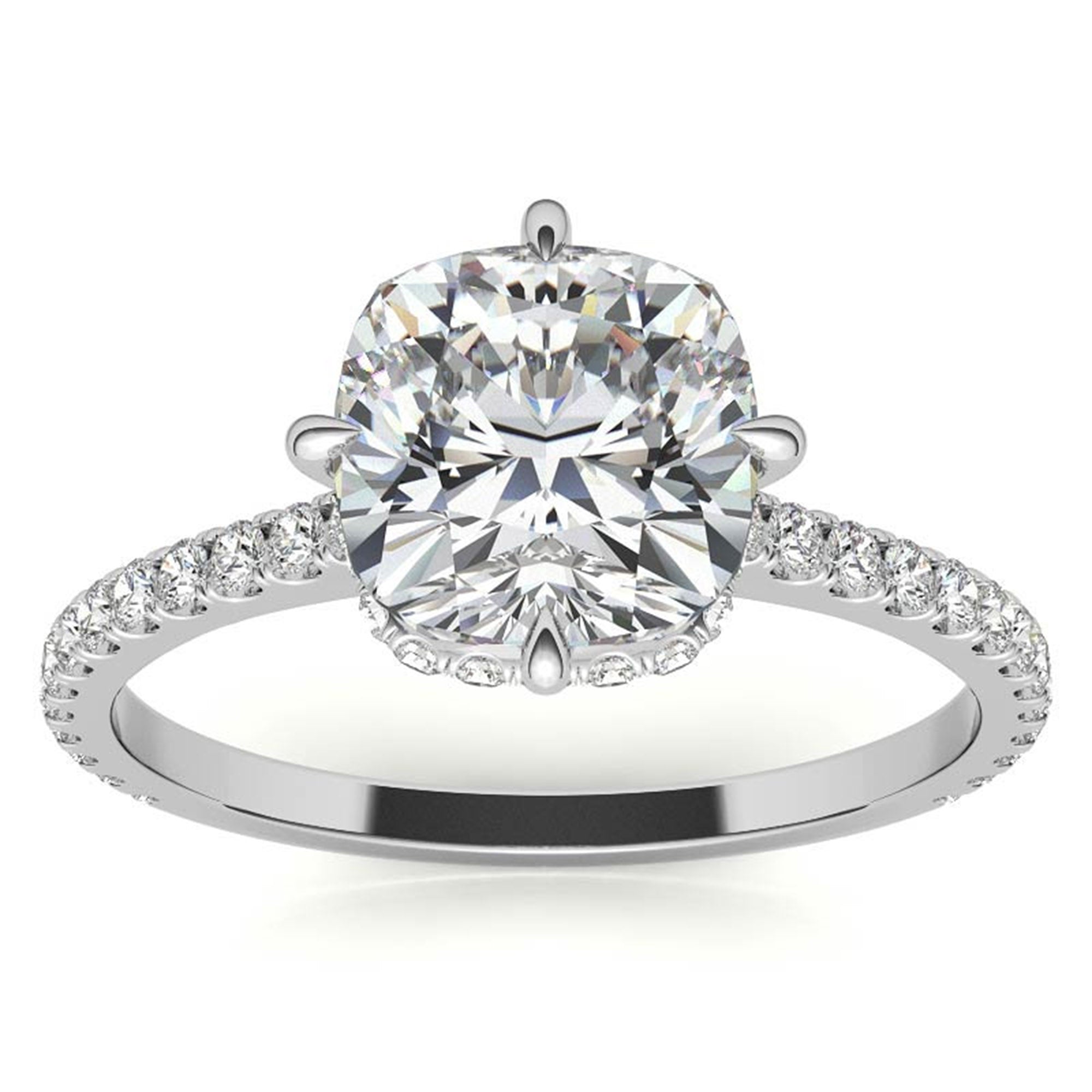 Cushion-Cut White Gold Adjustable Sterling Silver Graceful Engagement Ring For Women