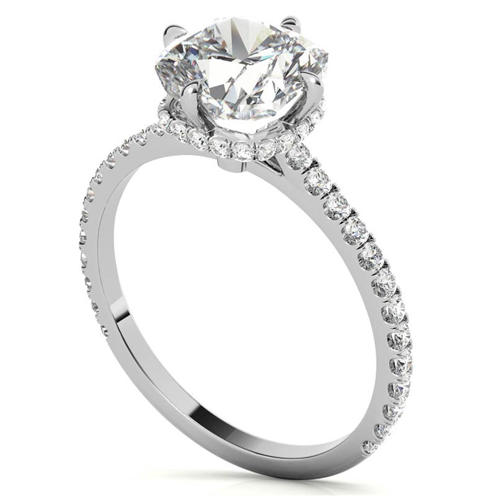 Cushion-Cut White Gold Adjustable Sterling Silver Graceful Engagement Ring For Women