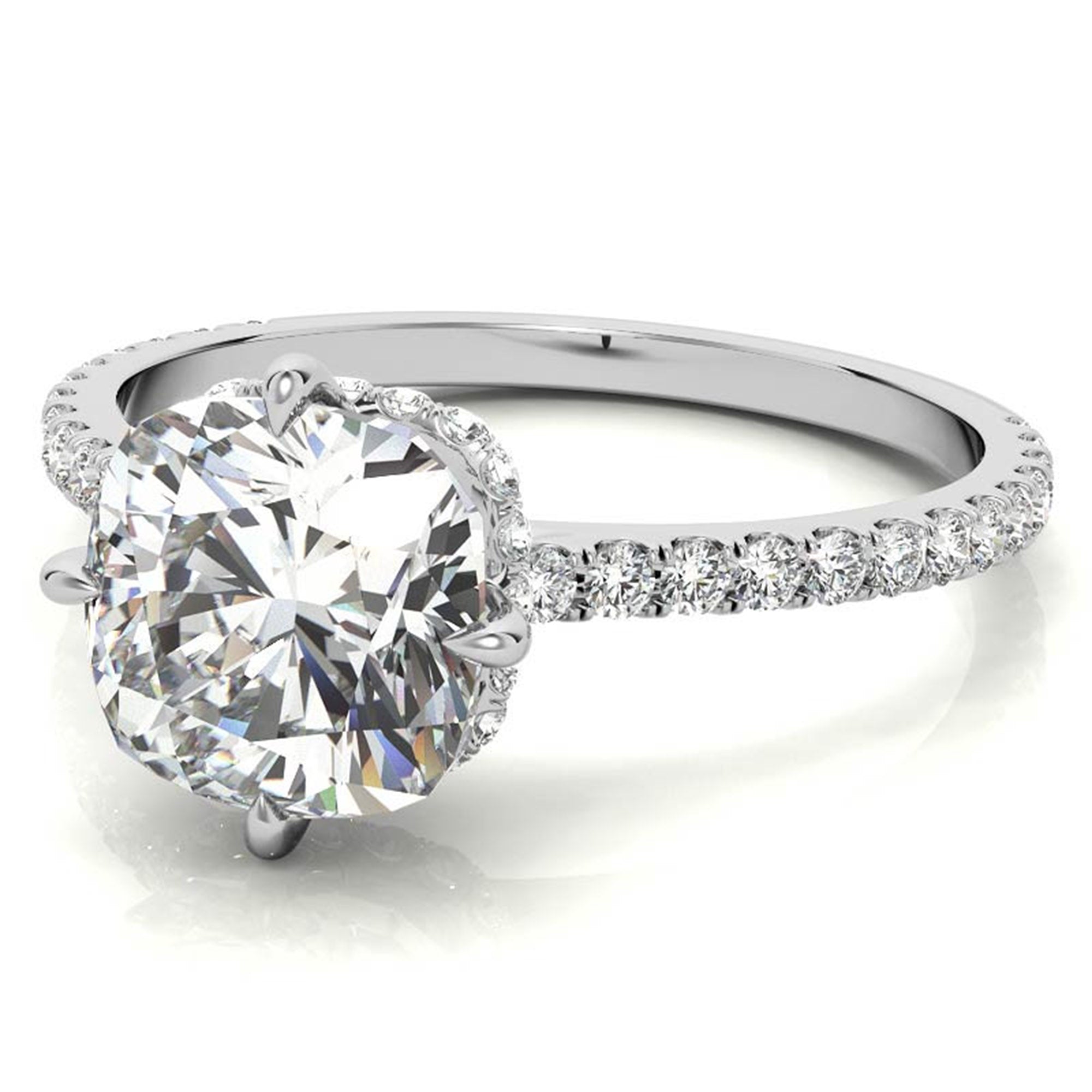 Cushion-Cut White Gold Adjustable Sterling Silver Graceful Engagement Ring For Women