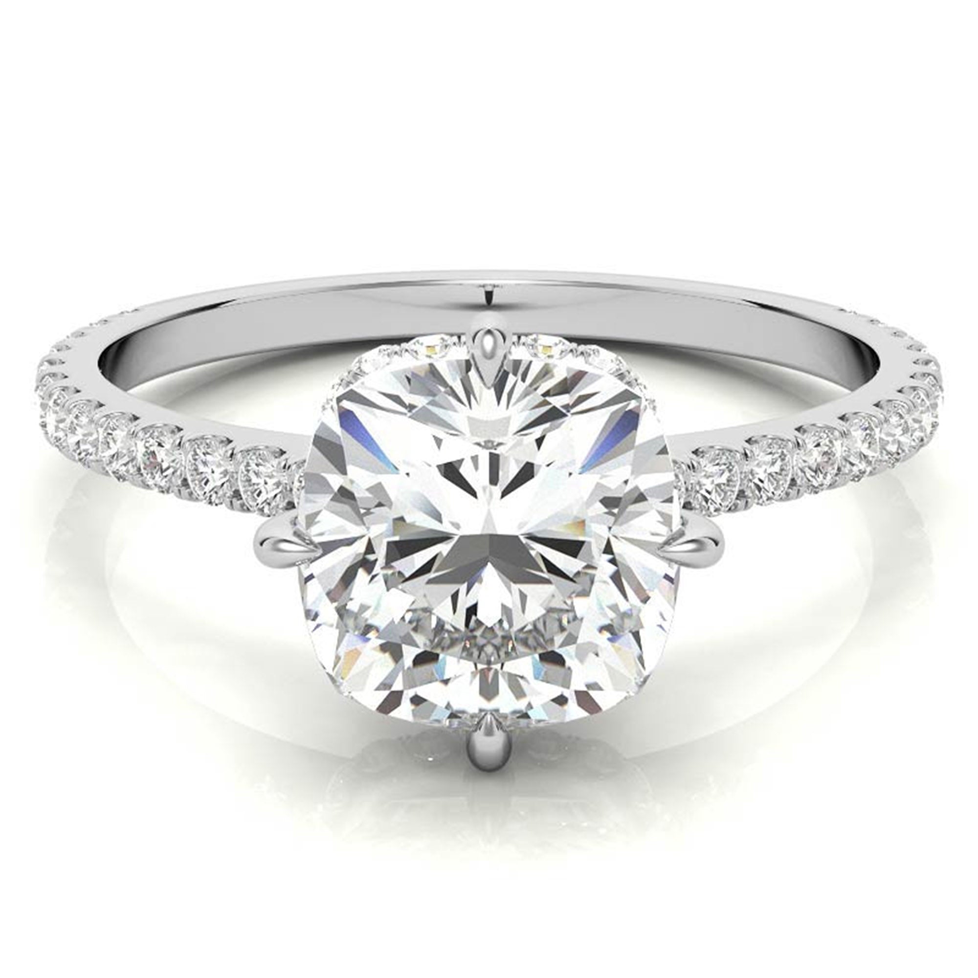 Cushion-Cut White Gold Adjustable Sterling Silver Graceful Engagement Ring For Women