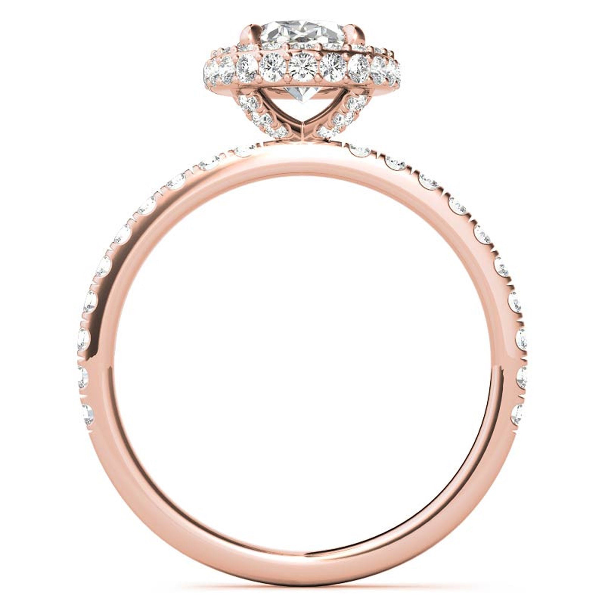 Elegant Halo 925 Sterling Silver Adjustable Oval-Cut Pave Rose Gold Engagement Ring For Women