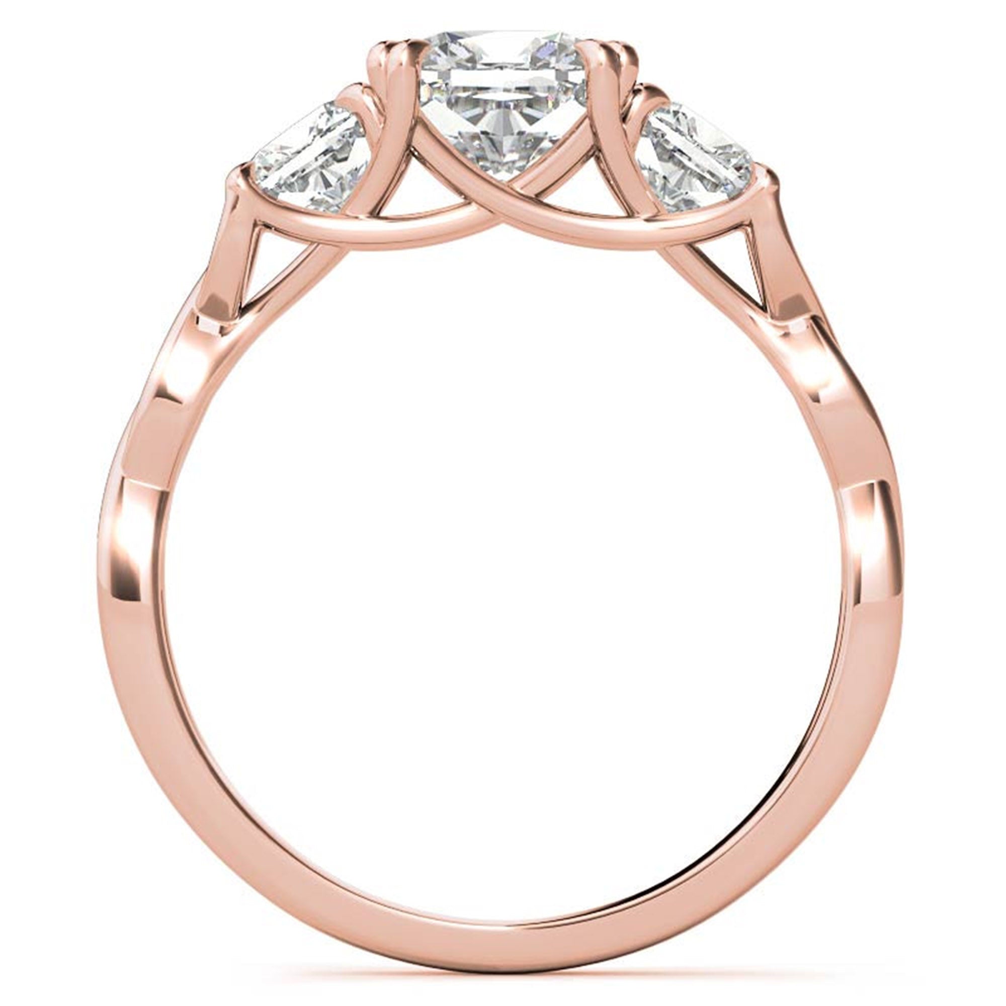 Three-Stone Cushion-Cut Rose Gold Adjustable Sterling Silver  Engagement Ring For Women