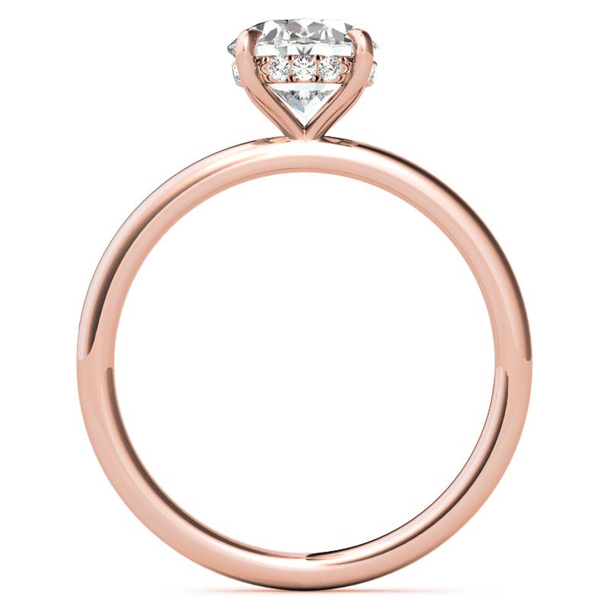 Sterling Silver Adjustable Solitaire Oval-Cut Minimalist Rose Gold Engagement Ring for  Women