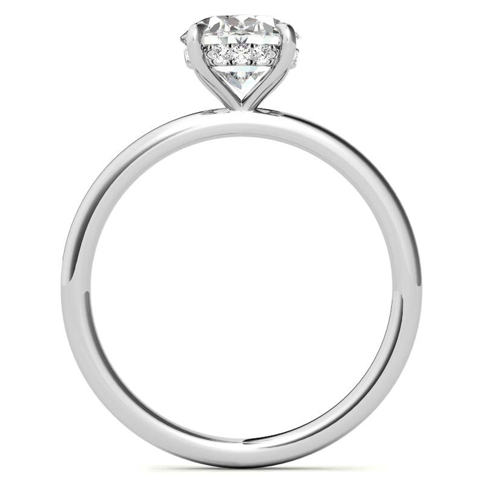 Sterling Silver Adjustable Solitaire Oval-Cut Minimalist White Gold Engagement Ring for Women