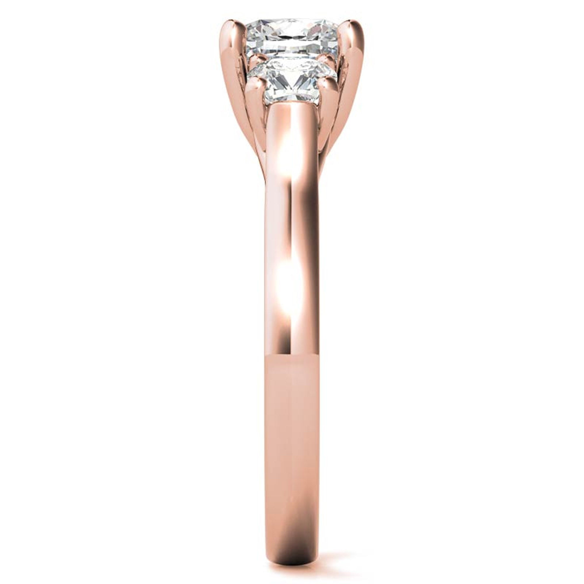 Adjustable sterling silver Charming Rose Gold Cushion Trinity Accented Three-Stone Engagement  ring for women