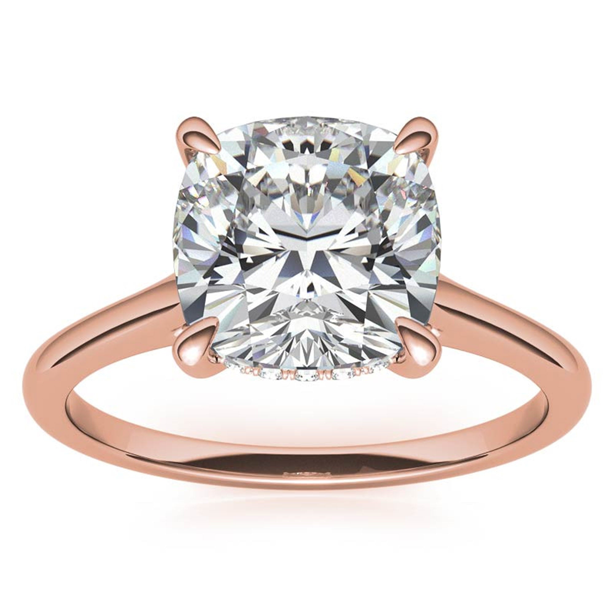 Sterling Silver Radiant Adjustable Elongated Cushion Cut Rose Gold Solitaire Ring For Women