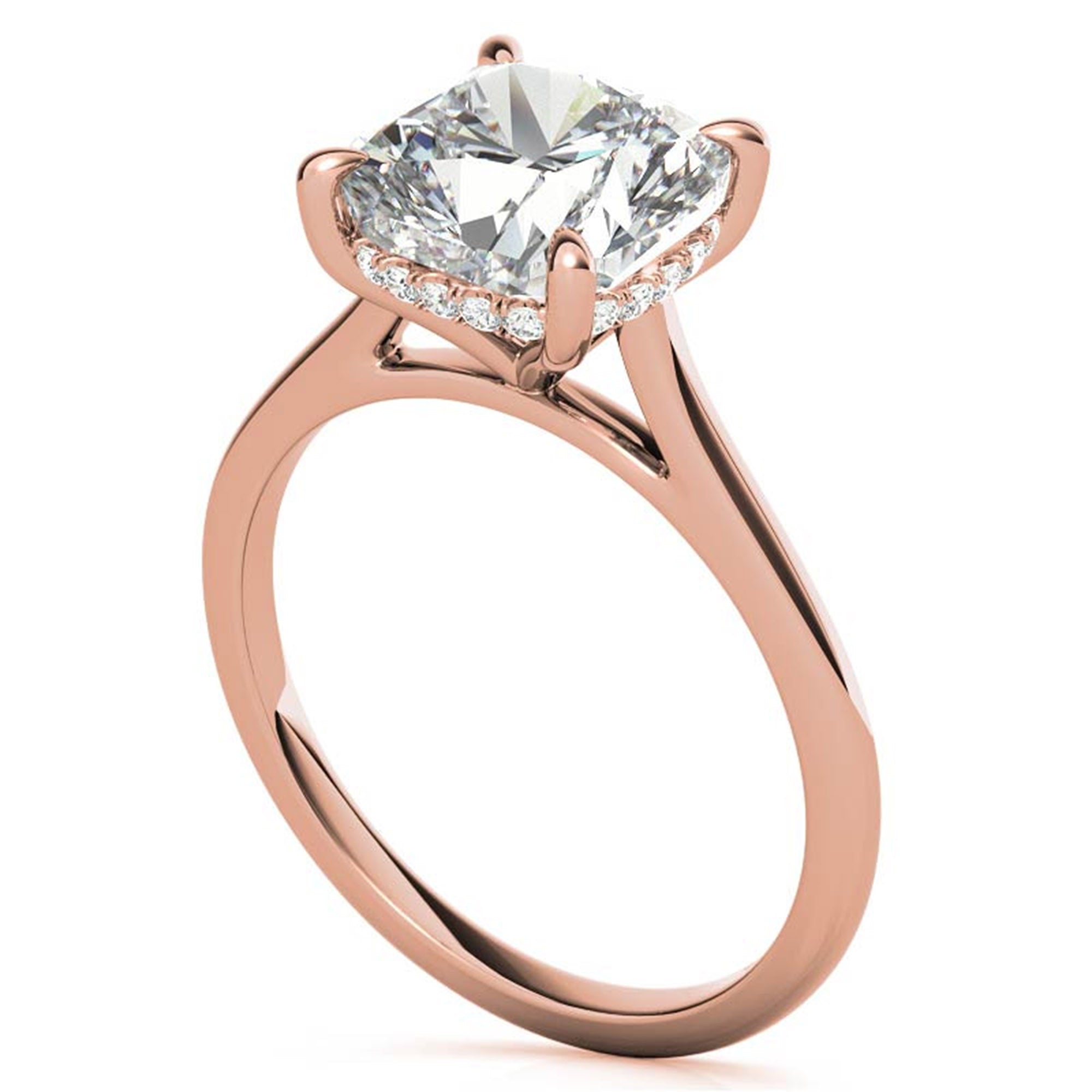 Sterling Silver Radiant Adjustable Elongated Cushion Cut Rose Gold Solitaire Ring For Women