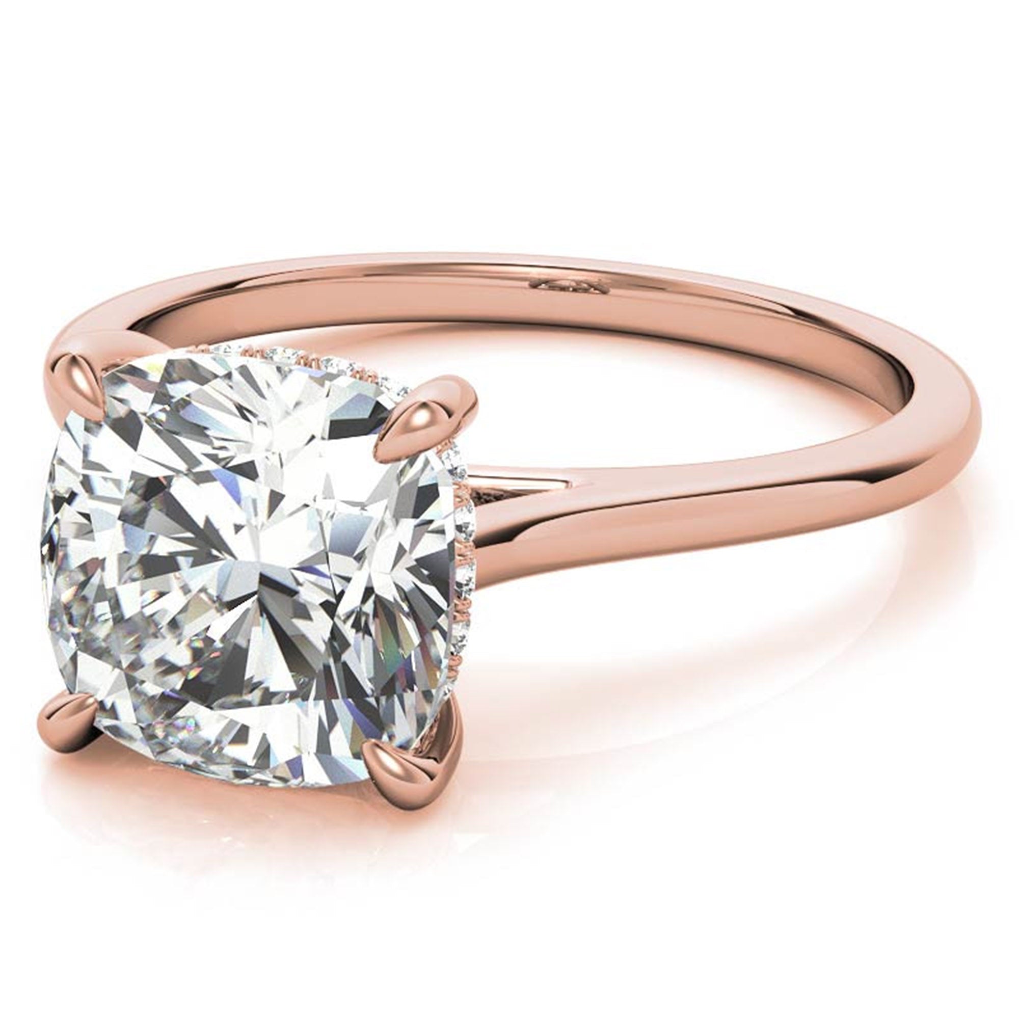 Sterling Silver Radiant Adjustable Elongated Cushion Cut Rose Gold Solitaire Ring For Women