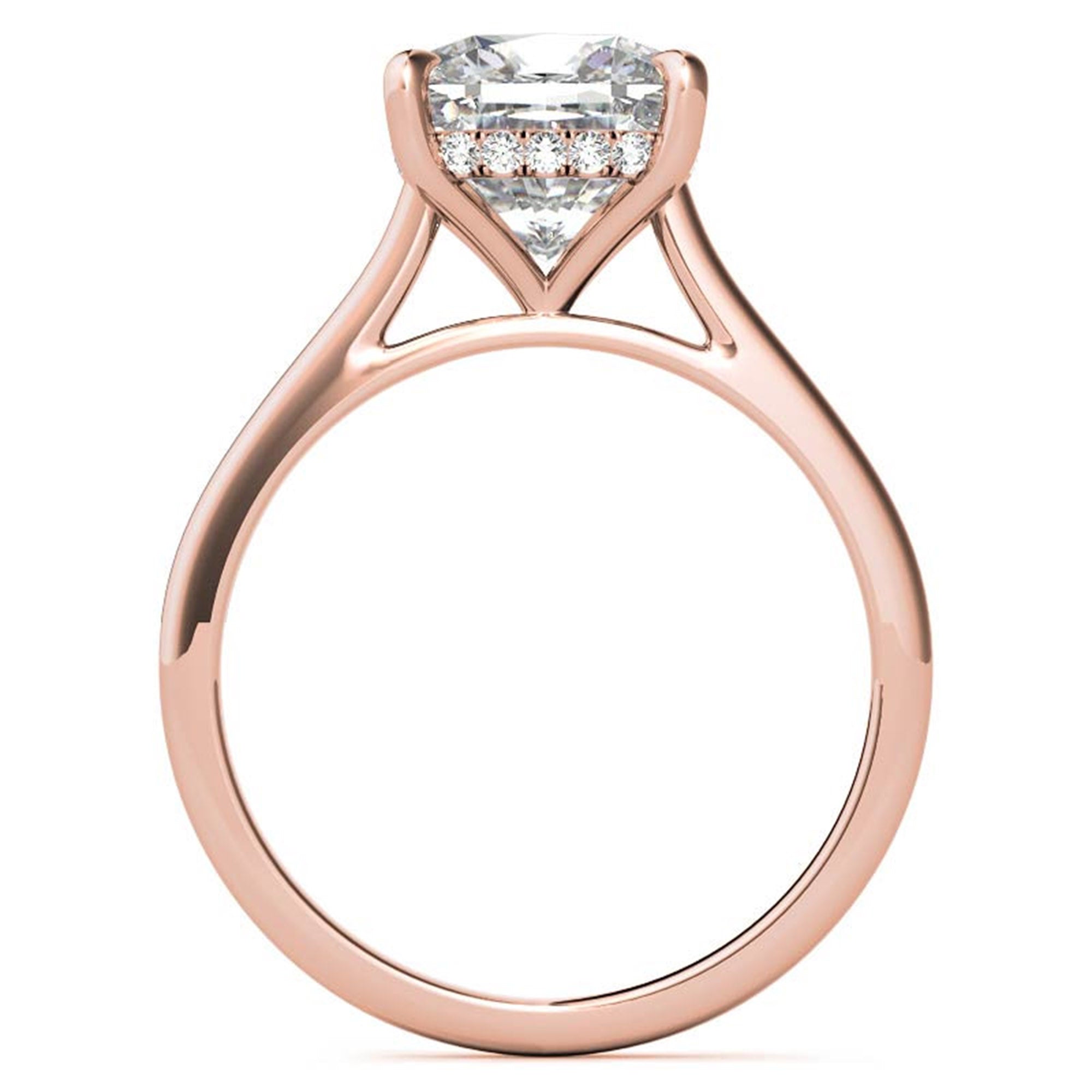 Sterling Silver Radiant Adjustable Elongated Cushion Cut Rose Gold Solitaire Ring For Women