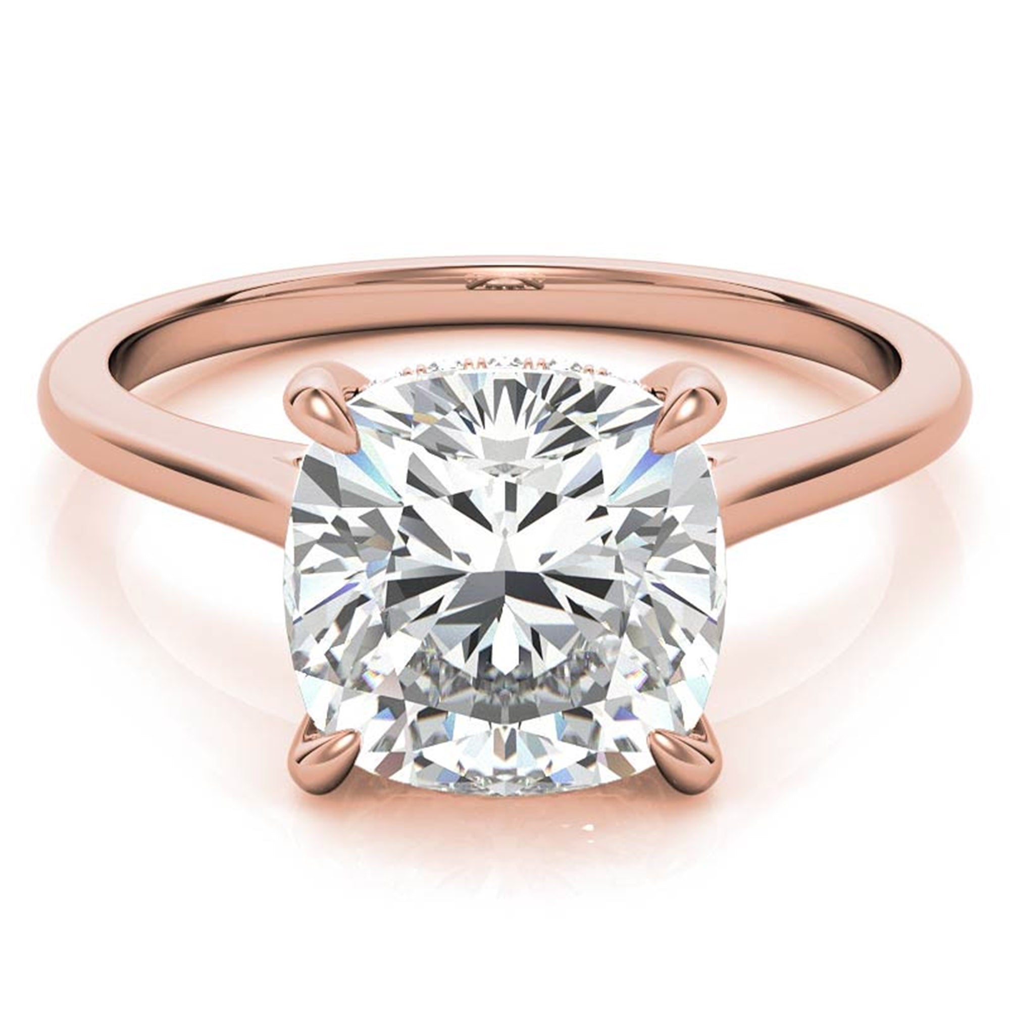 Sterling Silver Radiant Adjustable Elongated Cushion Cut Rose Gold Solitaire Ring For Women