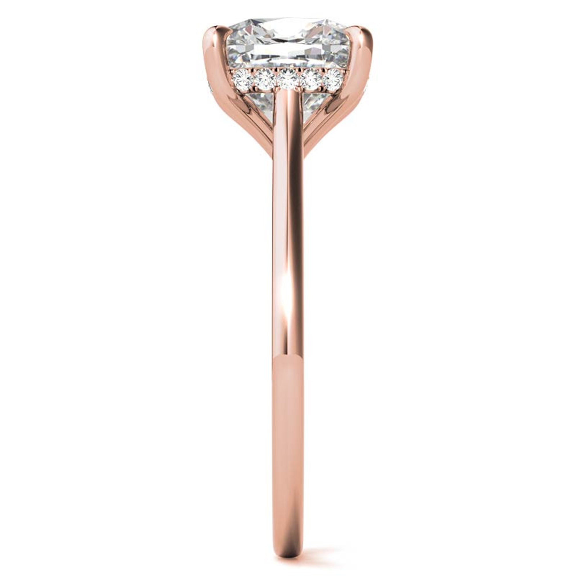 Sterling Silver Radiant Adjustable Elongated Cushion Cut Rose Gold Solitaire Ring For Women