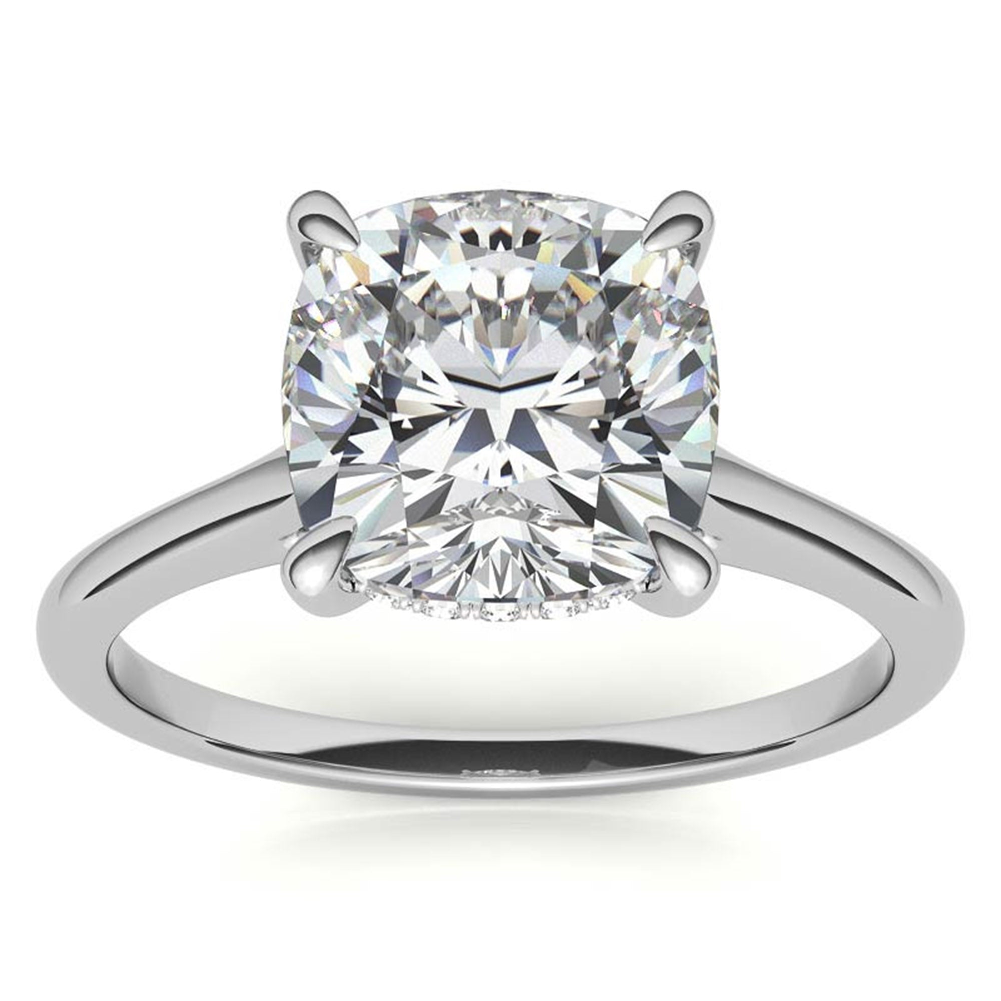 Sterling Silver Radiant Adjustable Elongated Cushion Cut White Gold Solitaire Ring For Women