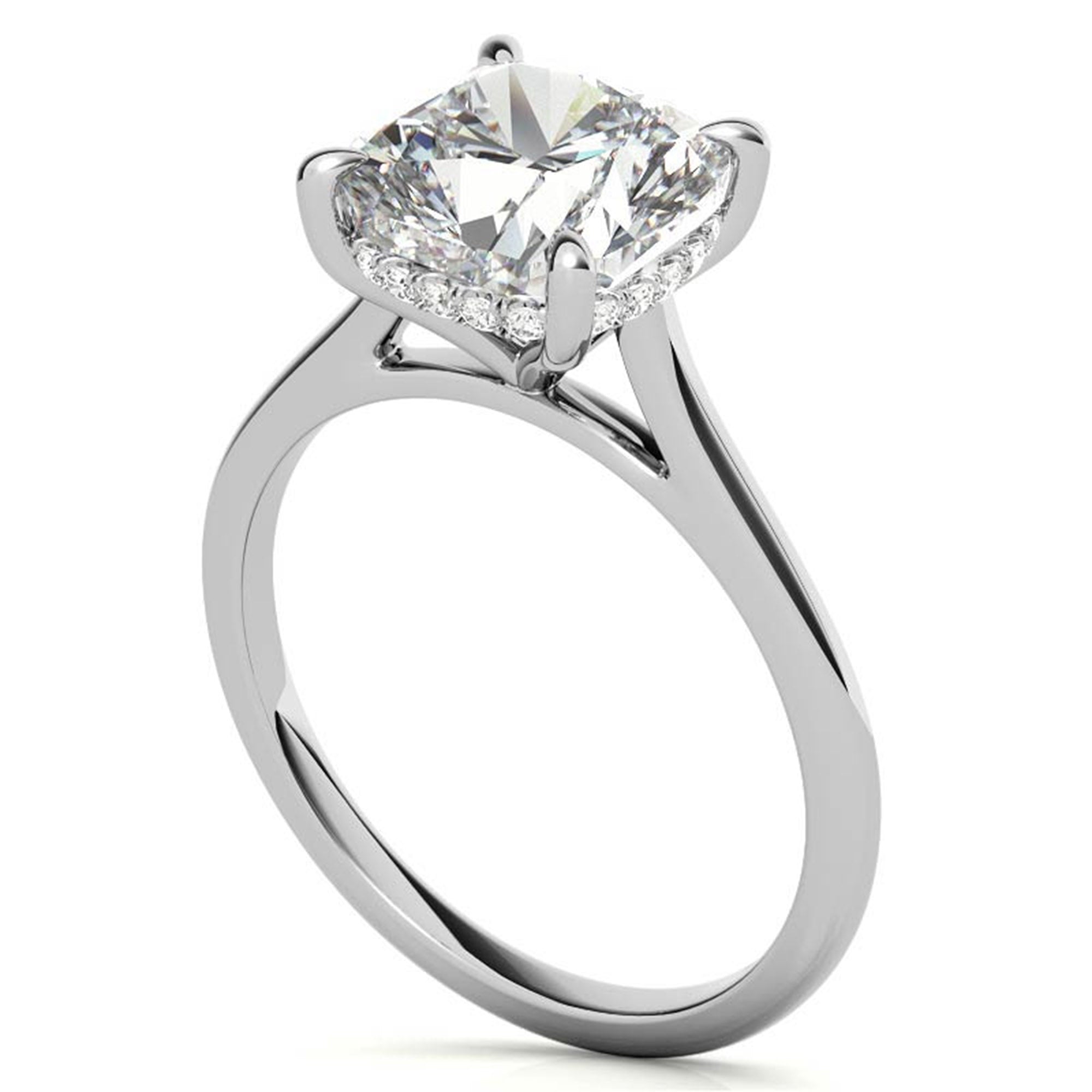 Sterling Silver Radiant Adjustable Elongated Cushion Cut White Gold Solitaire Ring For Women