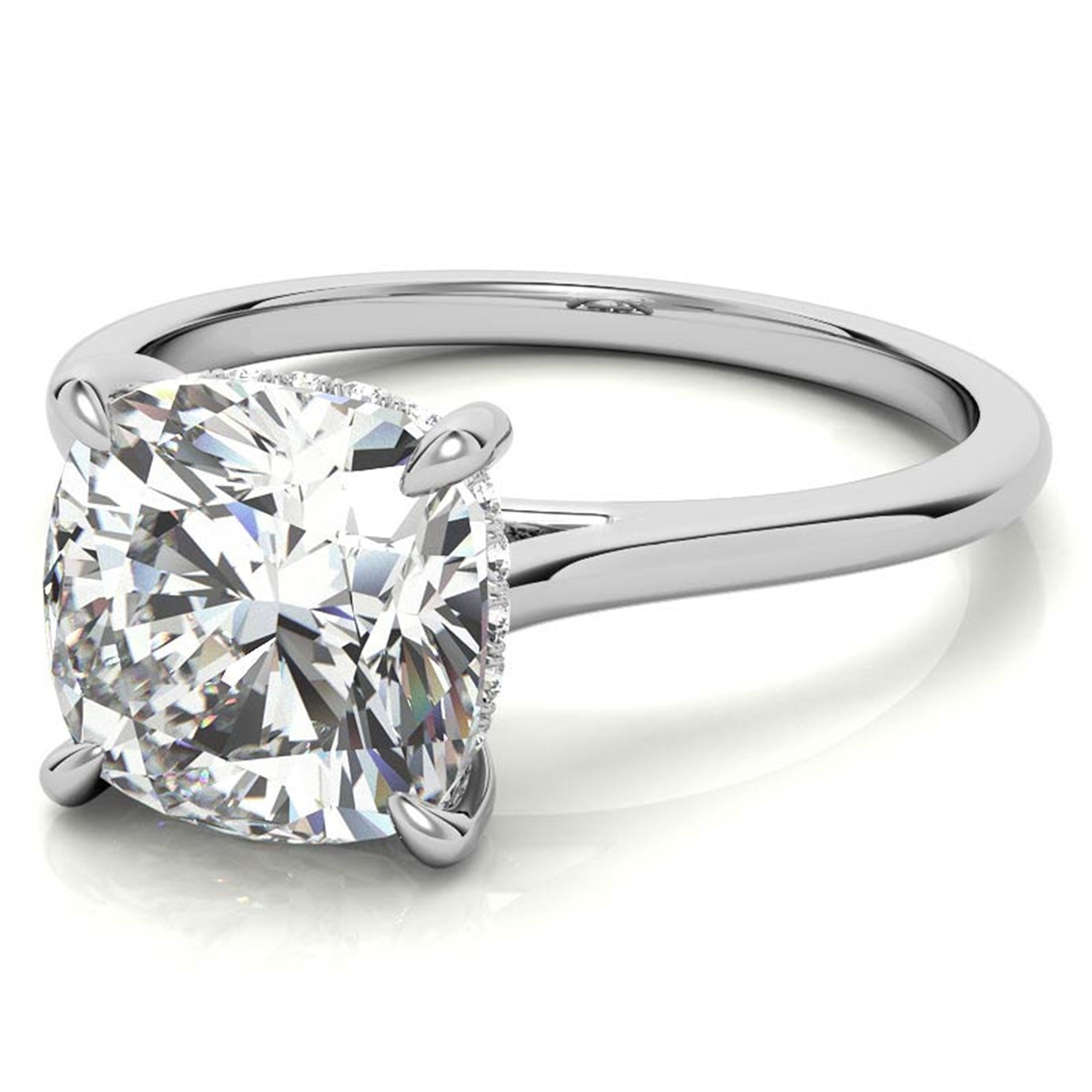 Sterling Silver Radiant Adjustable Elongated Cushion Cut White Gold Solitaire Ring For Women