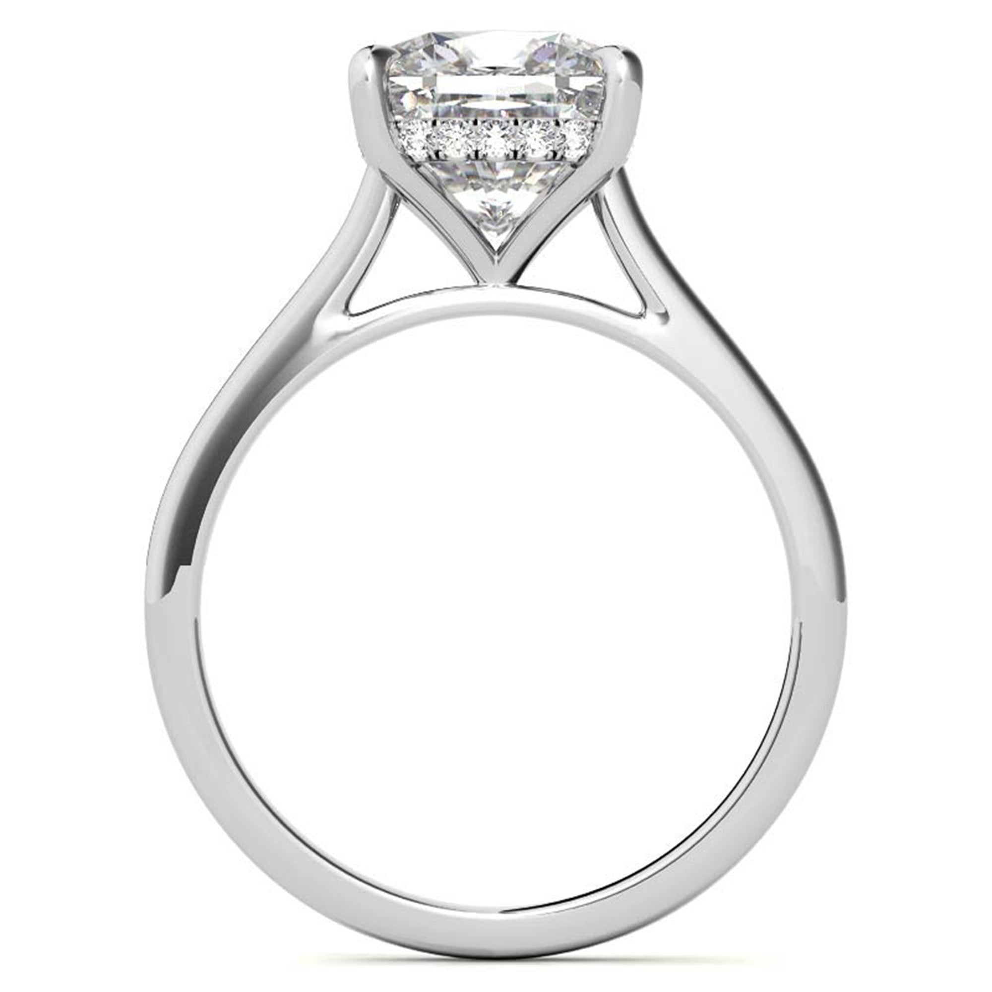 Sterling Silver Radiant Adjustable Elongated Cushion Cut White Gold Solitaire Ring For Women