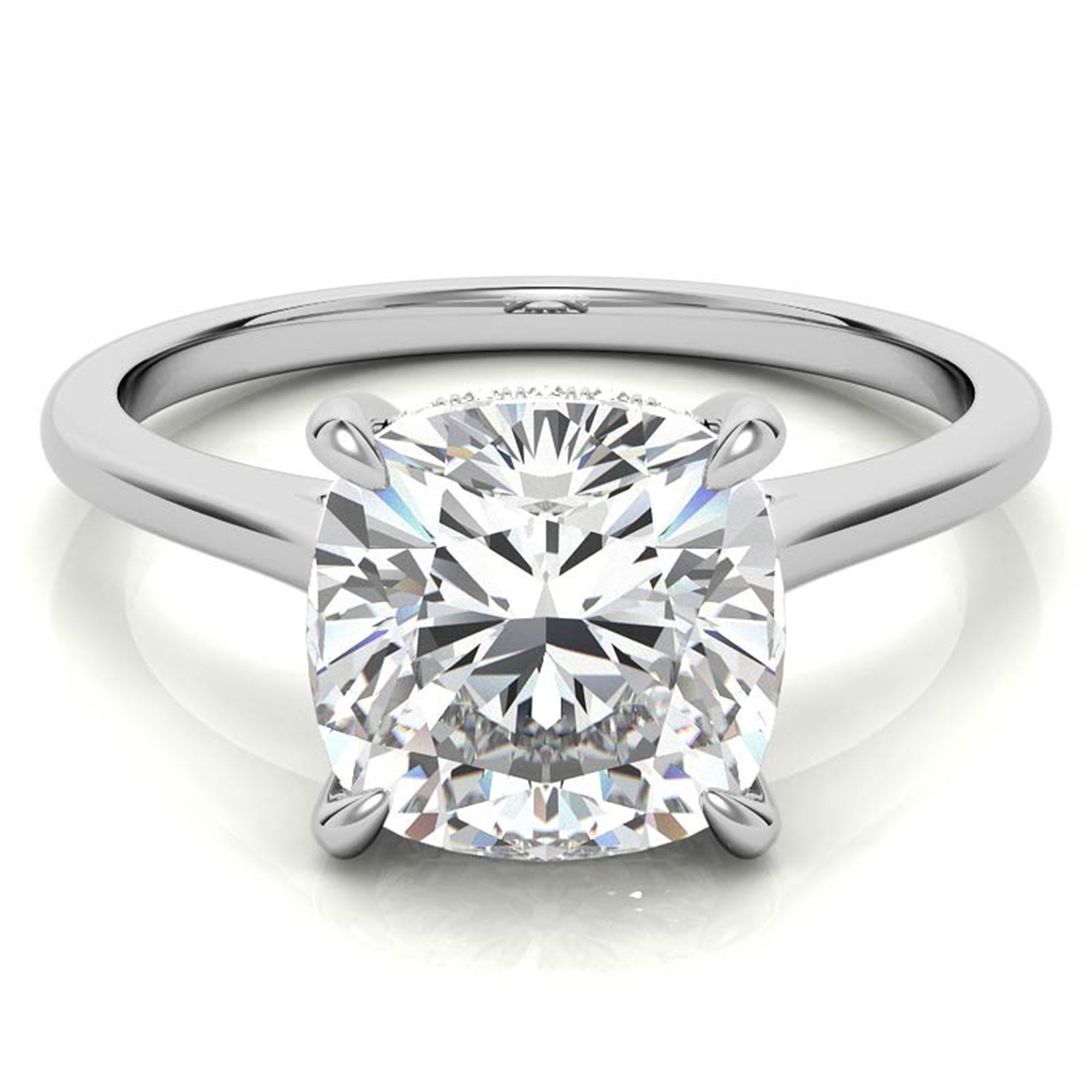 Sterling Silver Radiant Adjustable Elongated Cushion Cut White Gold Solitaire Ring For Women