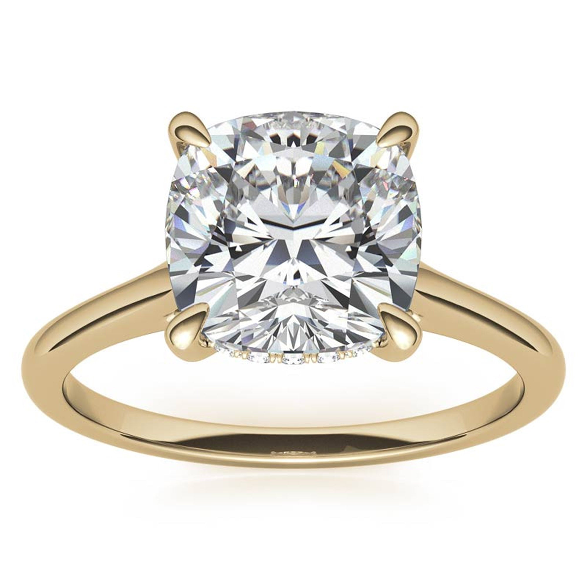 Sterling Silver Radiant Adjustable Elongated Cushion Cut Yellow Gold Solitaire Ring For Women