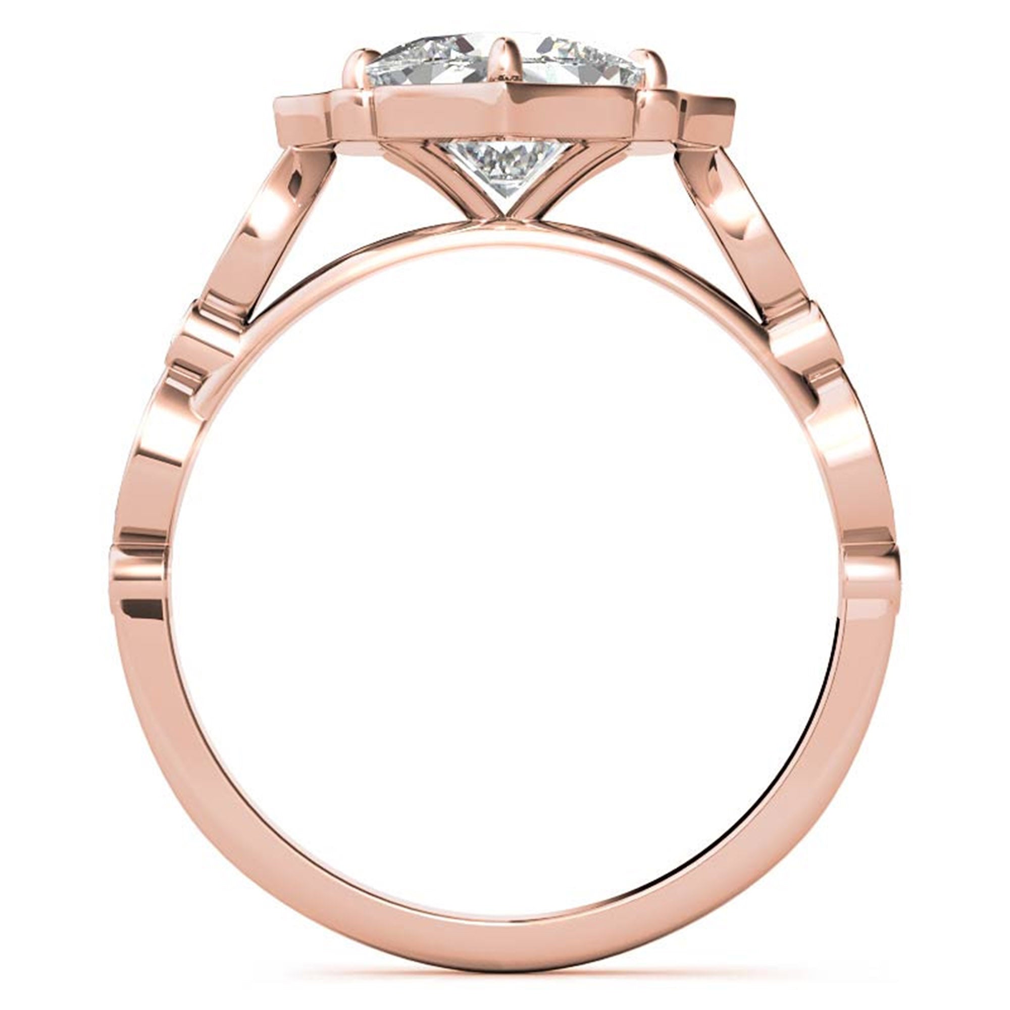 Adjustable Sterling Silver Dazzling Rose Gold Vintage-Inspired Diamond Halo Engagement Ring For Women