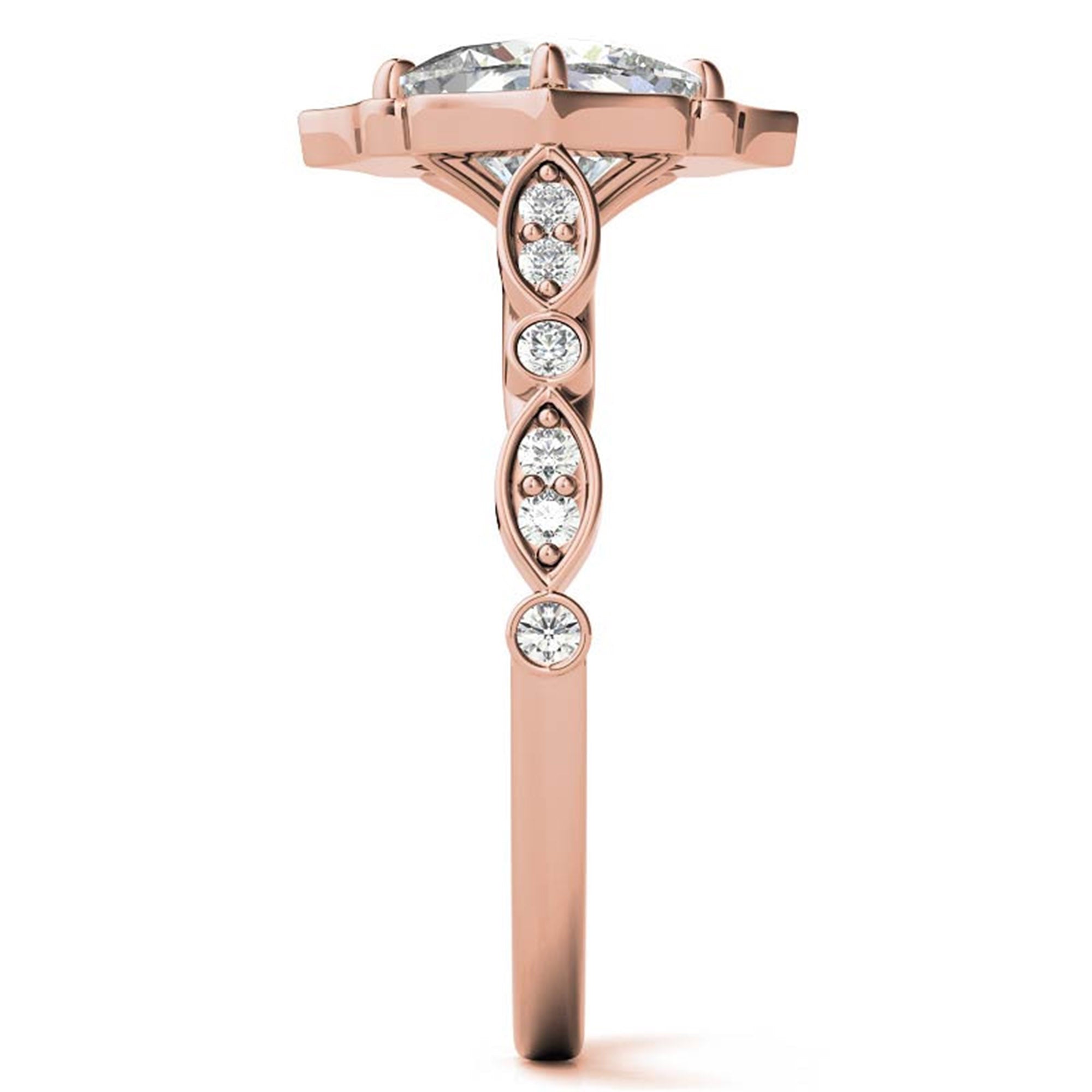 Adjustable Sterling Silver Dazzling Rose Gold Vintage-Inspired Diamond Halo Engagement Ring For Women