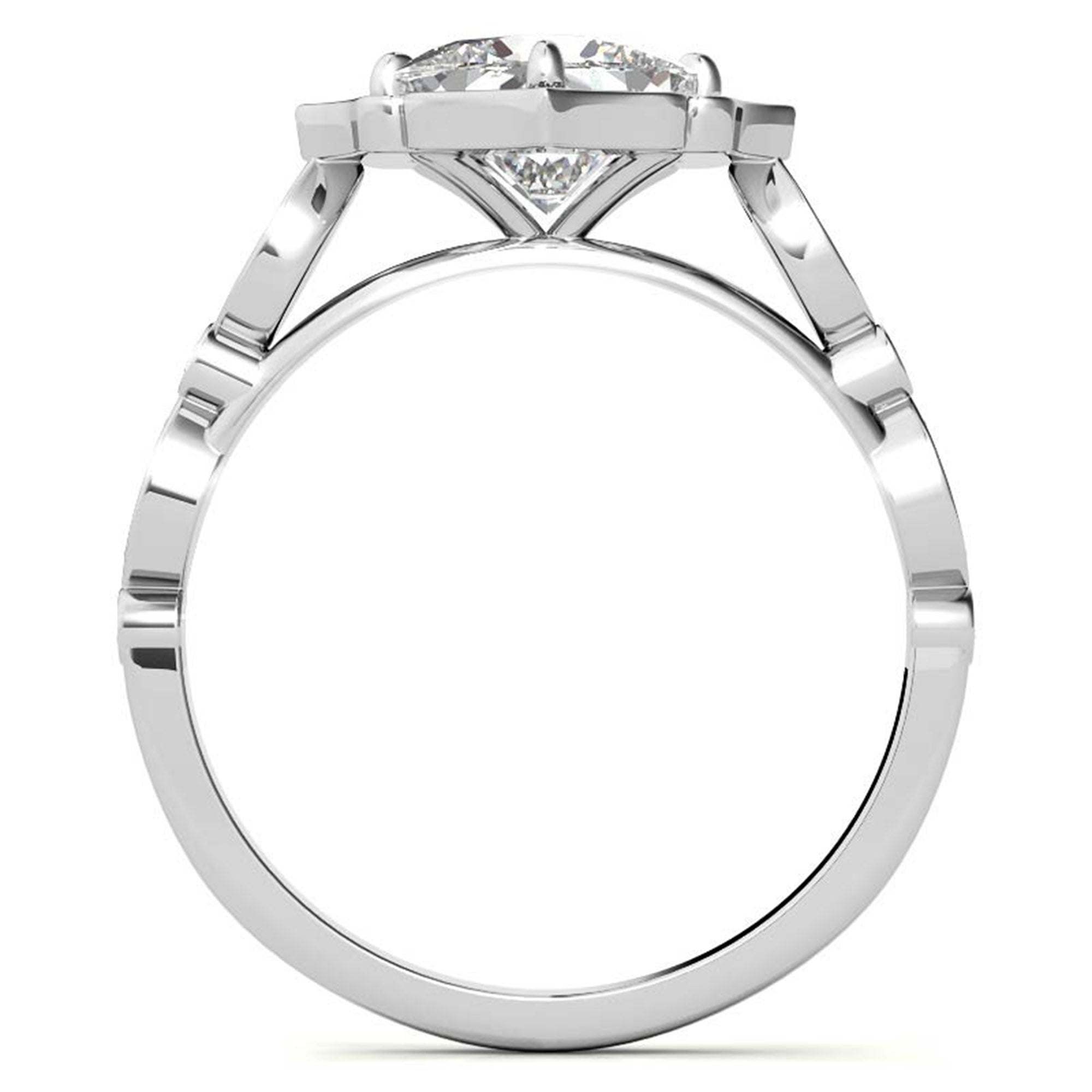 Adjustable Sterling Silver Dazzling White Gold Vintage-Inspired Diamond Halo Engagement Ring For Women