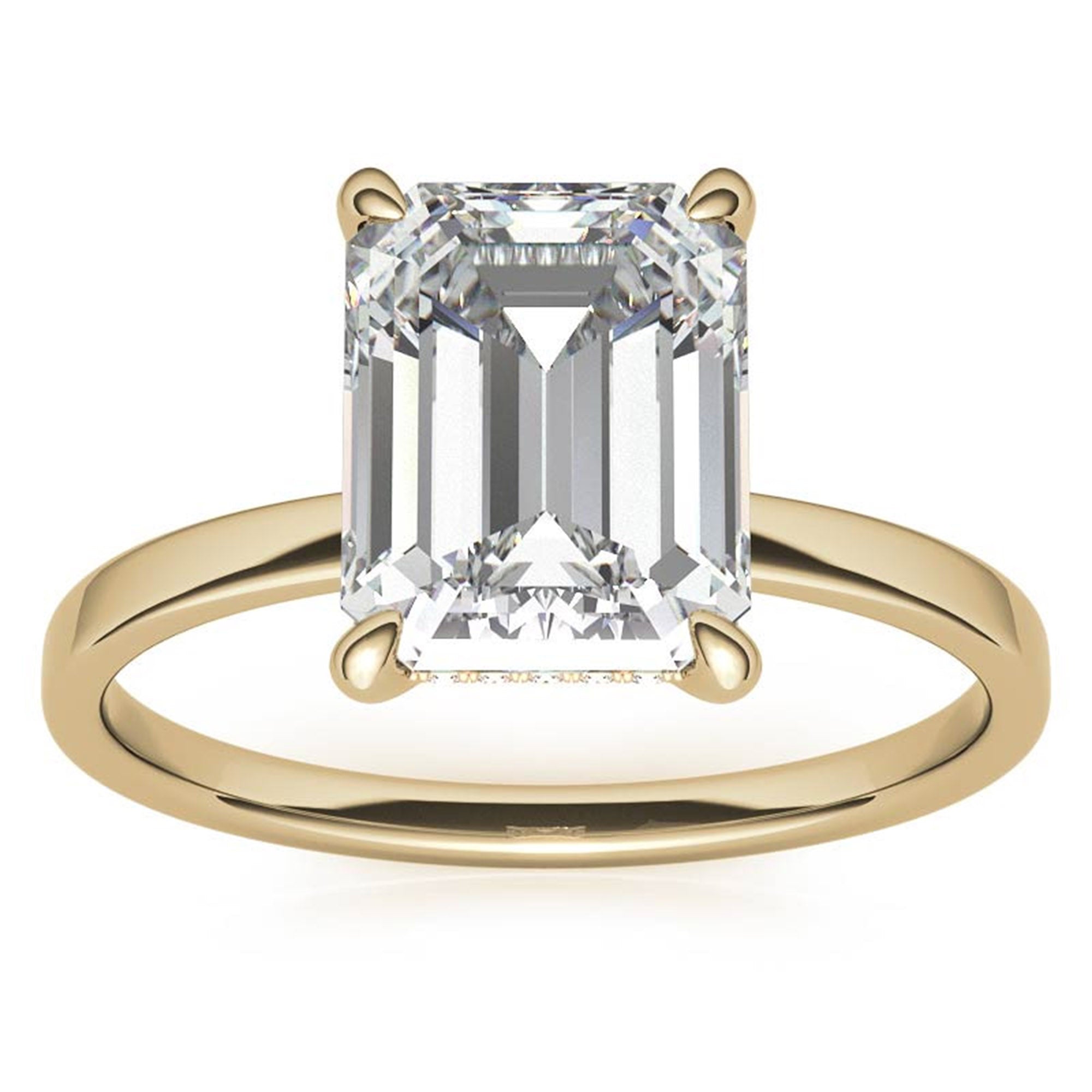 Adjustable  Elegant  Sterling Silver Yellow Gold Emerald-Cut Solitaire  Ring – Perfect for Engagements